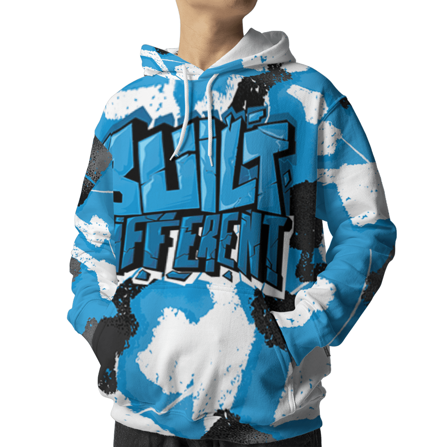 Powder Blue 9s Hoodie Match Built Different 3D All-Over Print Broken - NastyJamz