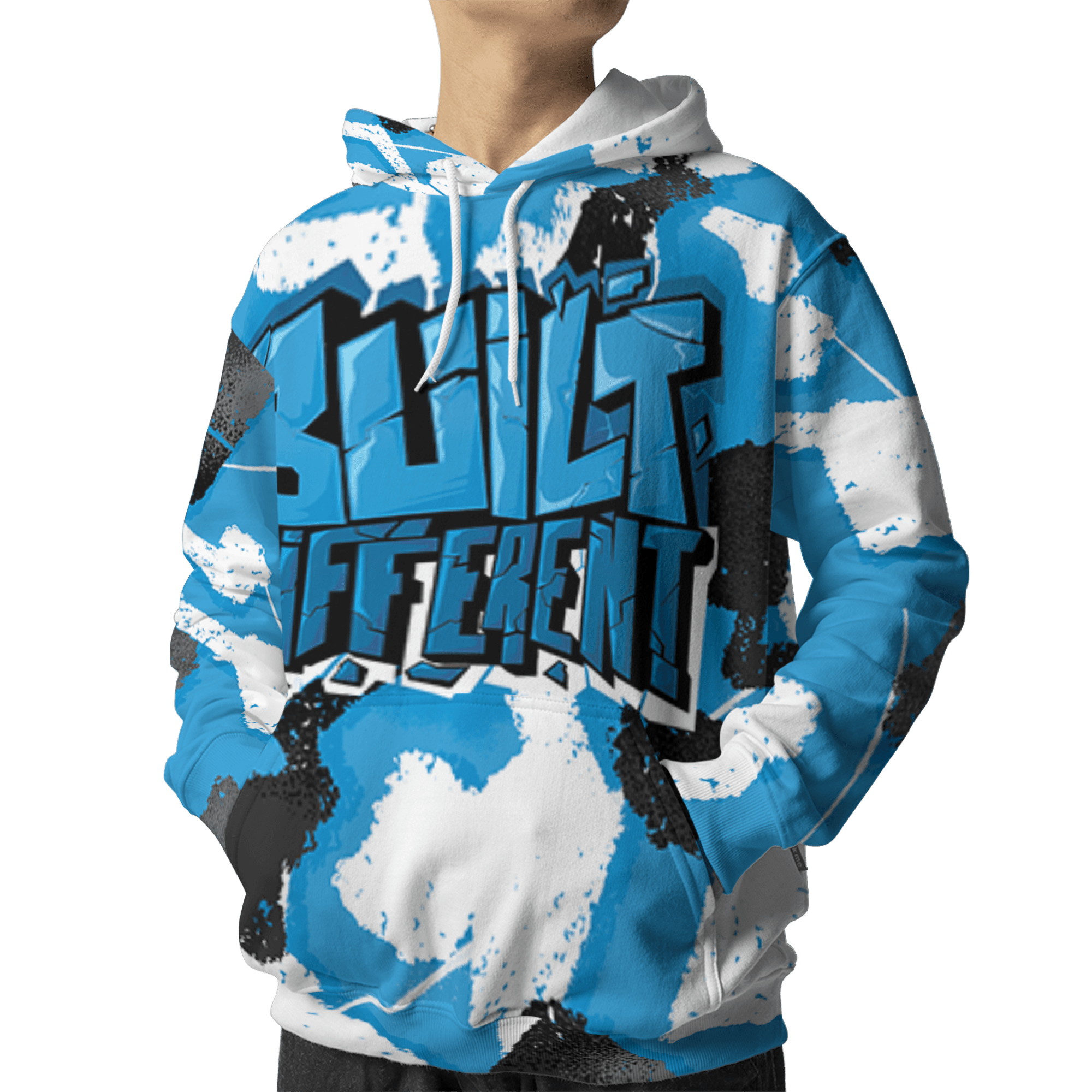 Powder Blue 9s Hoodie Match Built Different 3D All-Over Print Broken - NastyJamz