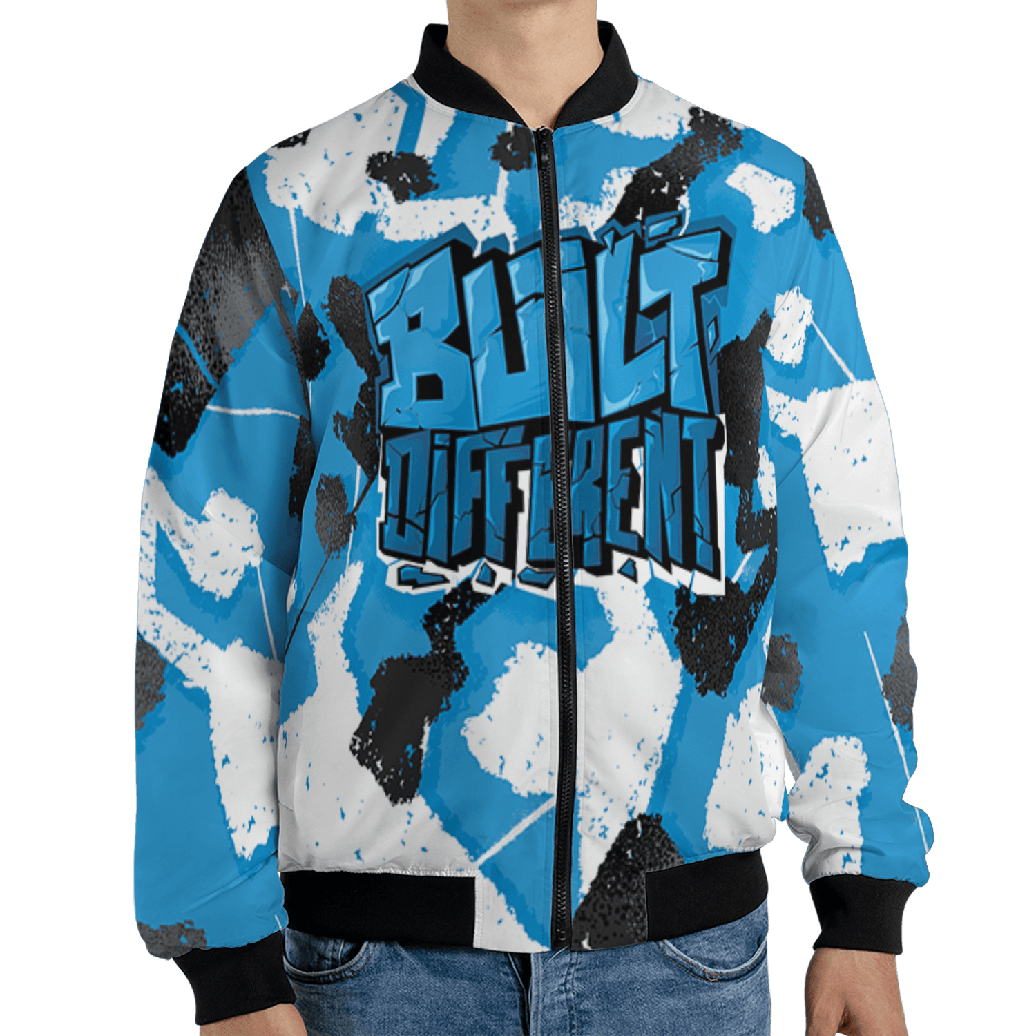 Powder Blue 9s Jacket Match Built Different 3D All-Over Print Broken - NastyJamz