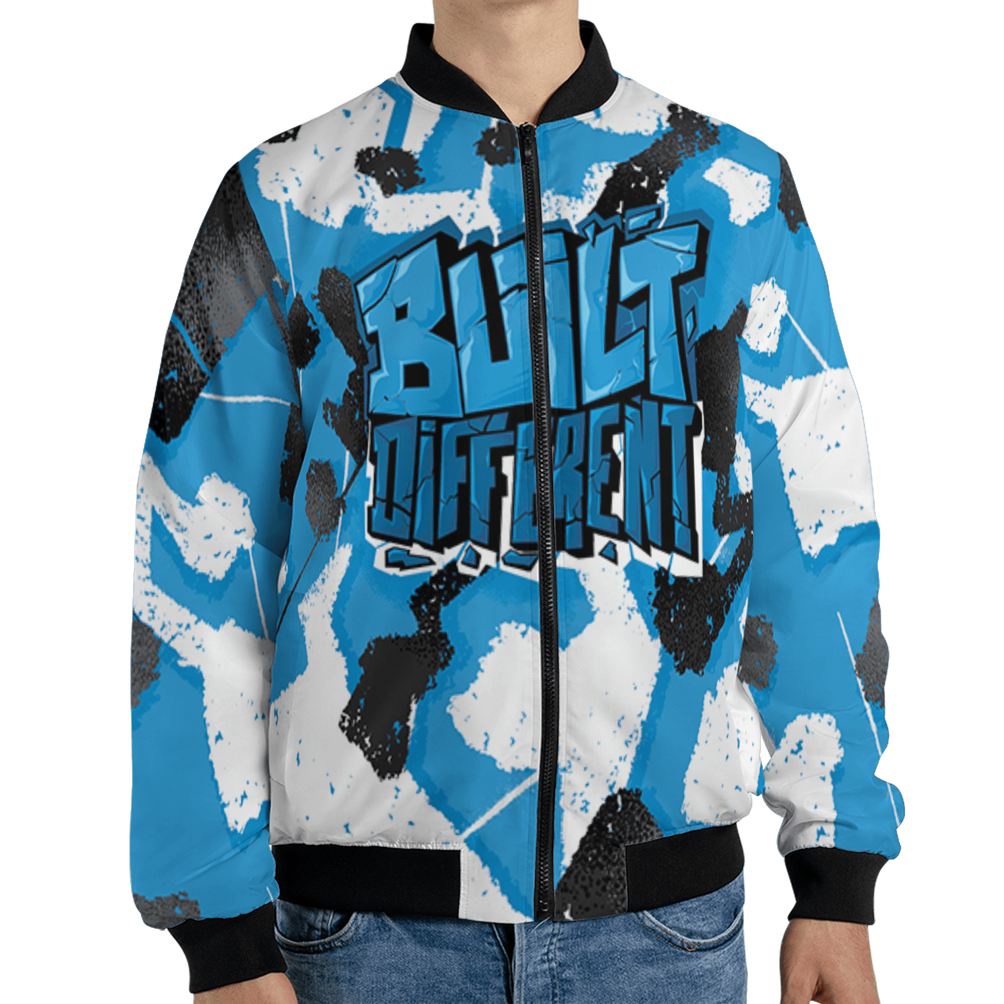 Powder Blue 9s Jacket Match Built Different 3D All-Over Print Broken - NastyJamz