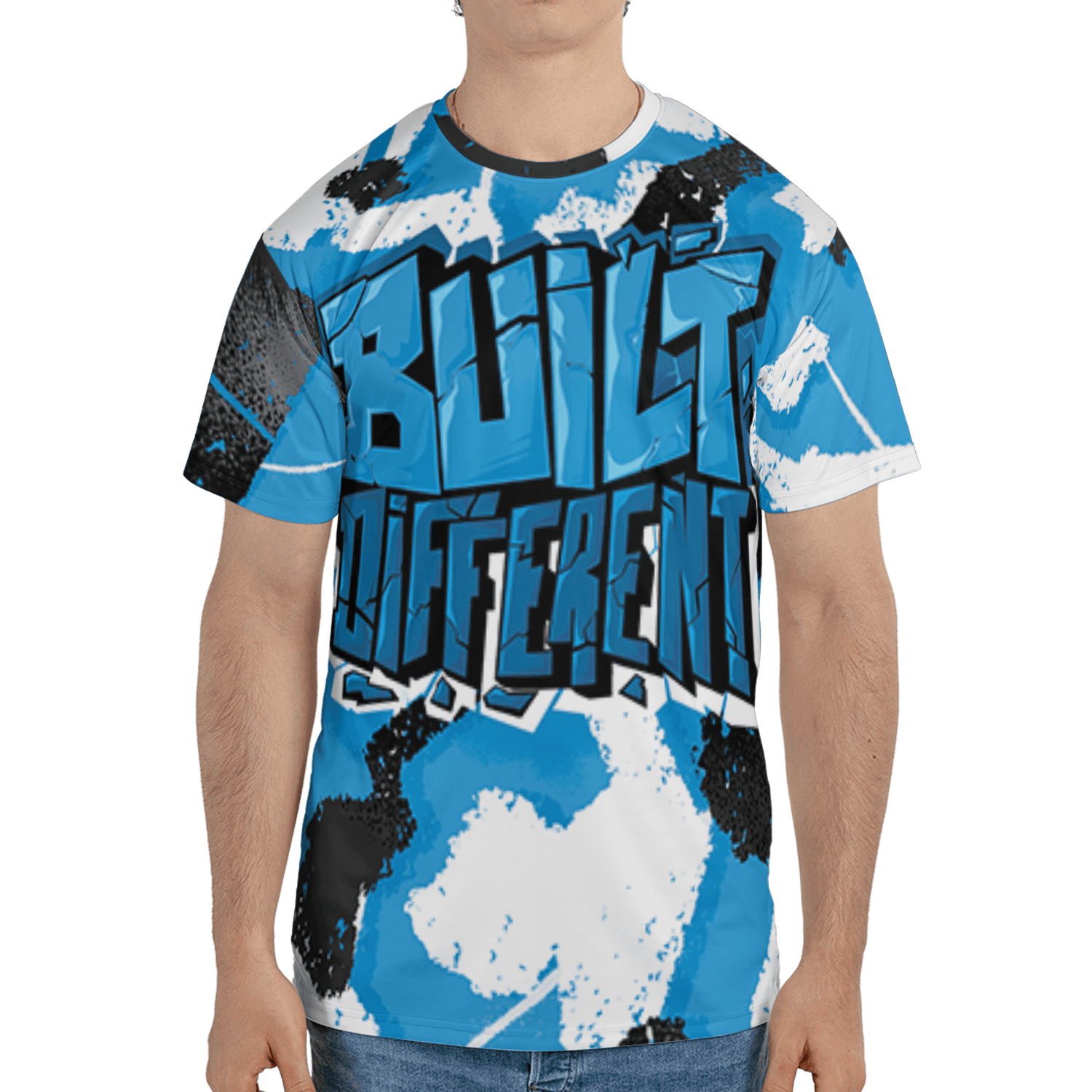 Powder Blue 9s T Shirt Match Built Different 3D All-Over Print Broken - NastyJamz