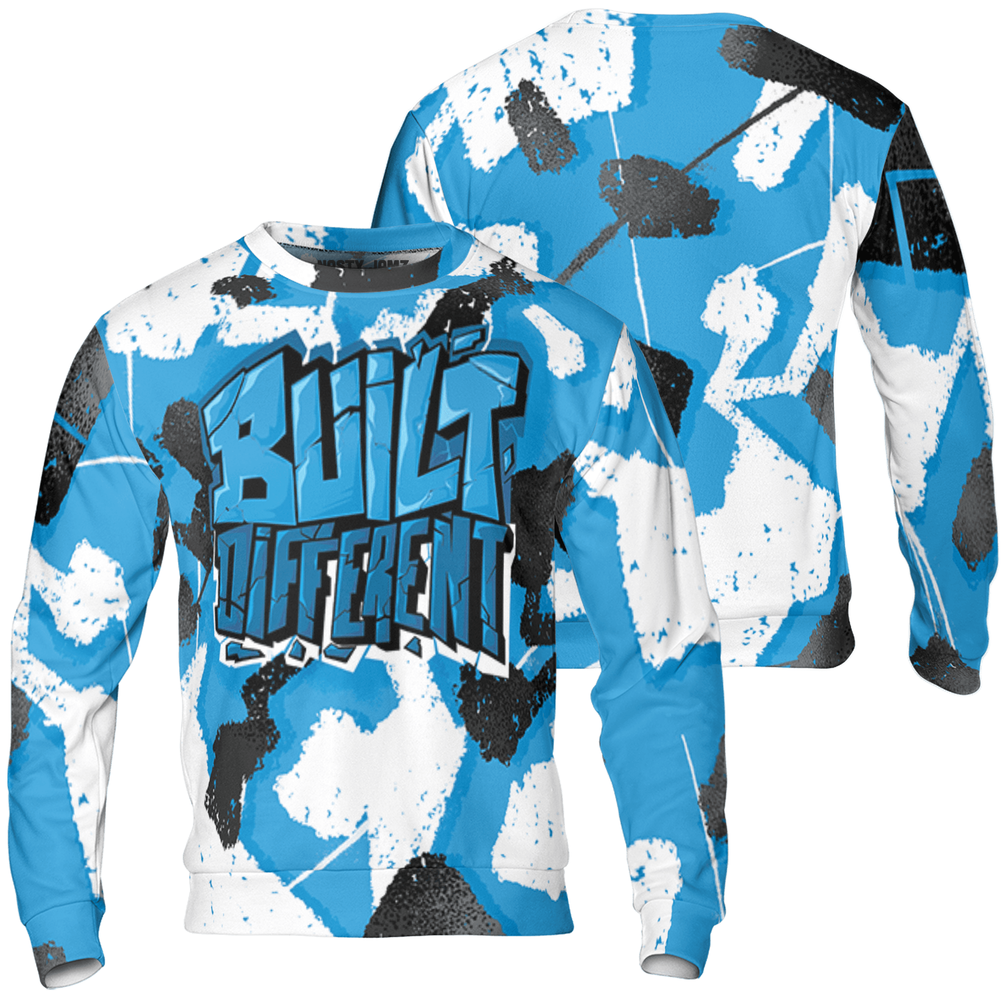 Powder Blue 9s Sweatshirt Match Built Different 3D All-Over Print Broken - NastyJamz