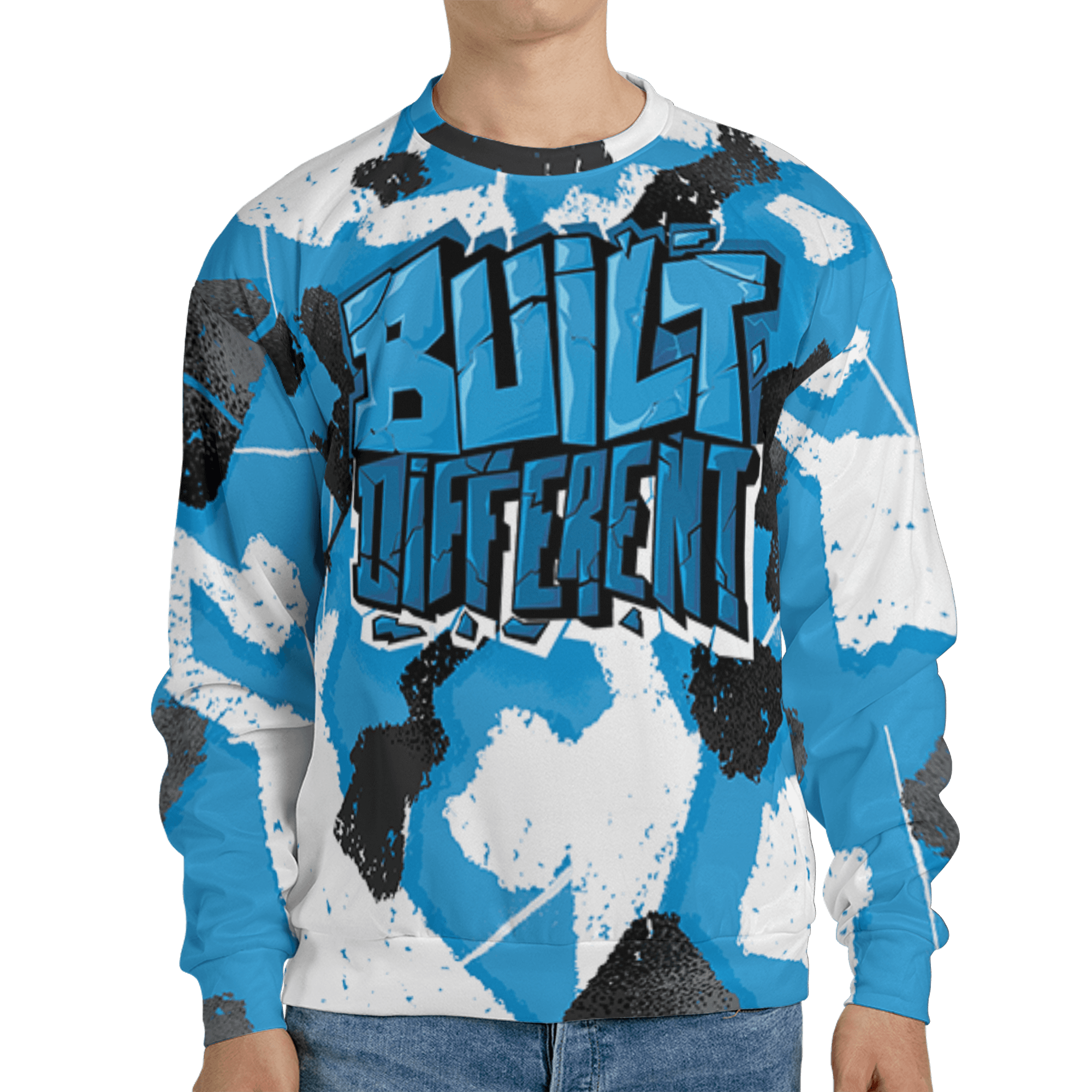Powder Blue 9s Sweatshirt Match Built Different 3D All-Over Print Broken - NastyJamz