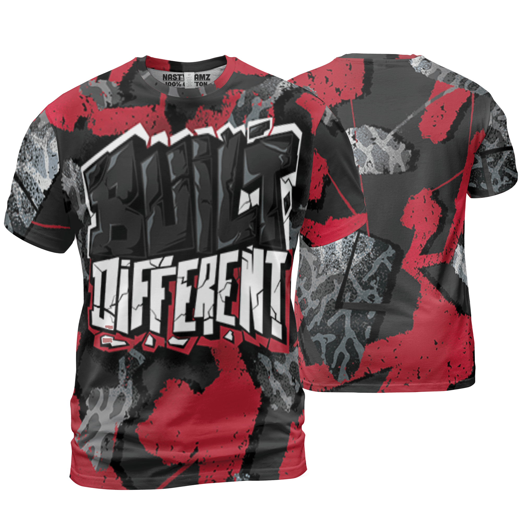 Spizike Low Bred T Shirt Match Built Different 3D All-Over Print Broken - NastyJamz