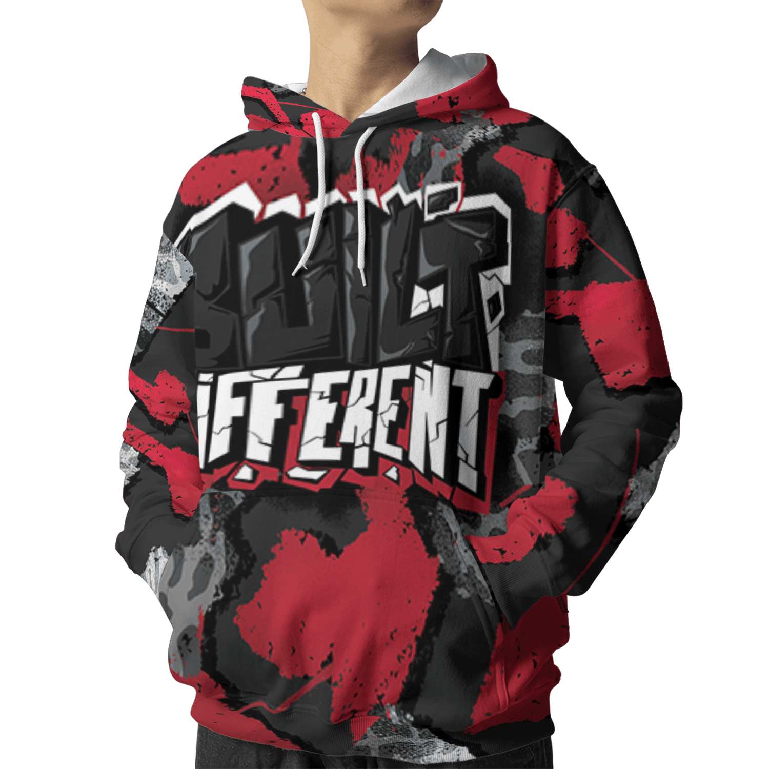 Spizike Low Bred Hoodie Match Built Different 3D All-Over Print Broken - NastyJamz