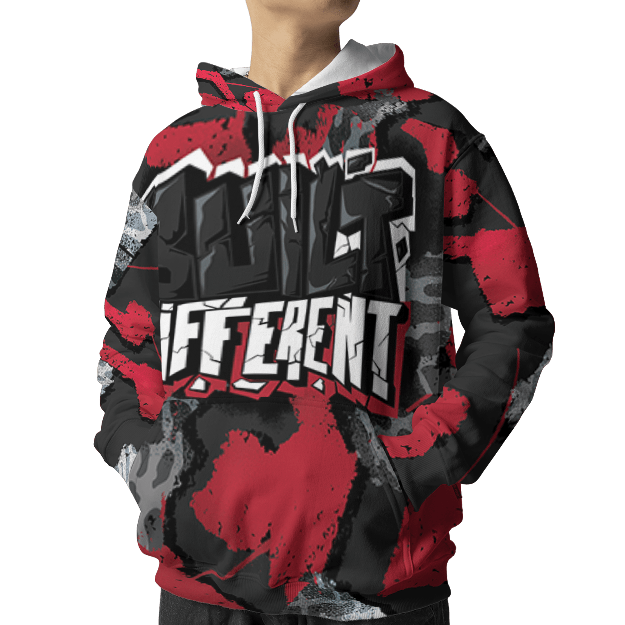 Spizike Low Bred Hoodie Match Built Different 3D All-Over Print Broken - NastyJamz