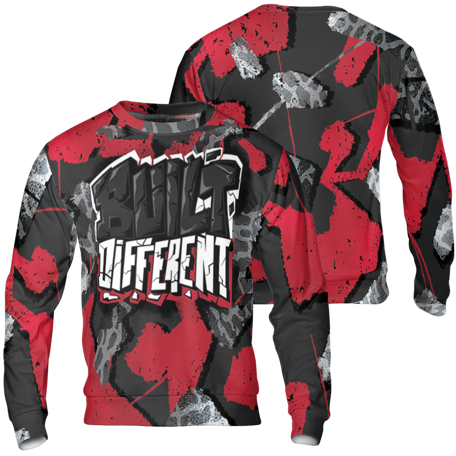 Spizike Low Bred Sweatshirt Match Built Different 3D All-Over Print Broken - NastyJamz