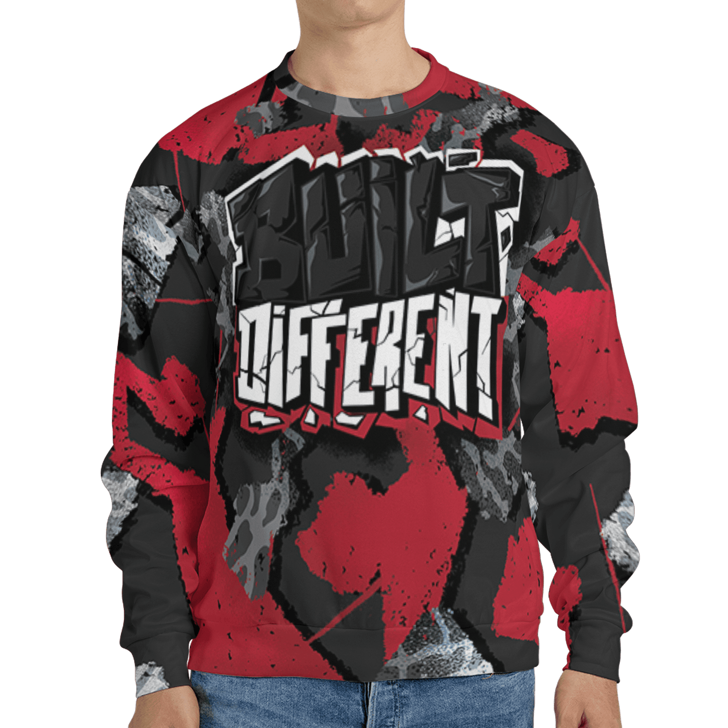 Spizike Low Bred Sweatshirt Match Built Different 3D All-Over Print Broken - NastyJamz
