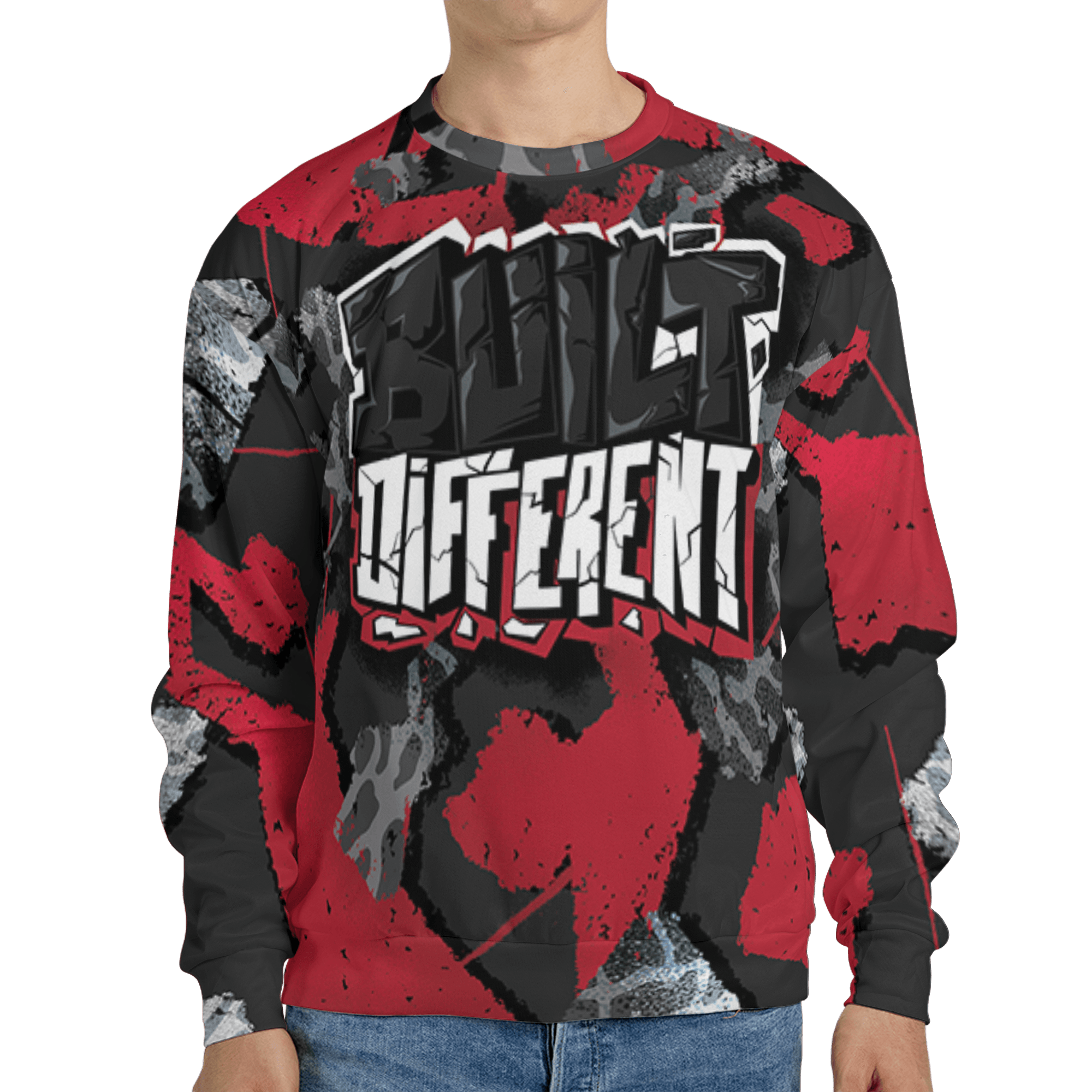 Spizike Low Bred Sweatshirt Match Built Different 3D All-Over Print Broken - NastyJamz