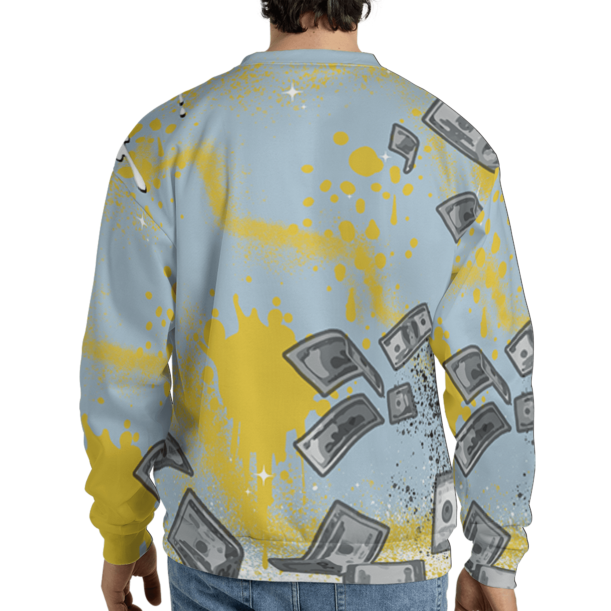 Blue Grey 13s Sweatshirt Match Cash Money 3D All-Over Print Splash Paint - NastyJamz