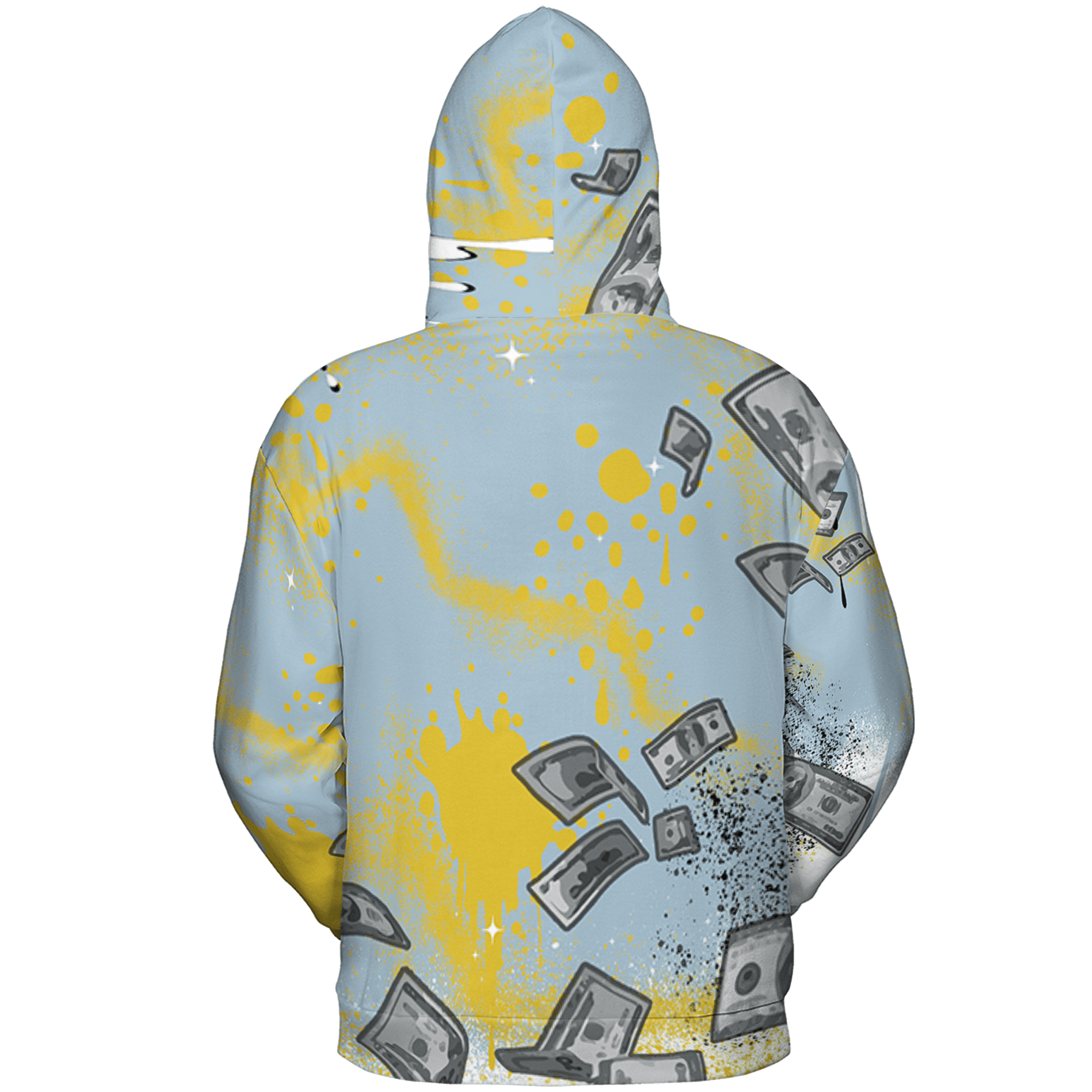 Blue Grey 13s Hoodie Match Cash Money 3D All-Over Print Splash Paint - NastyJamz