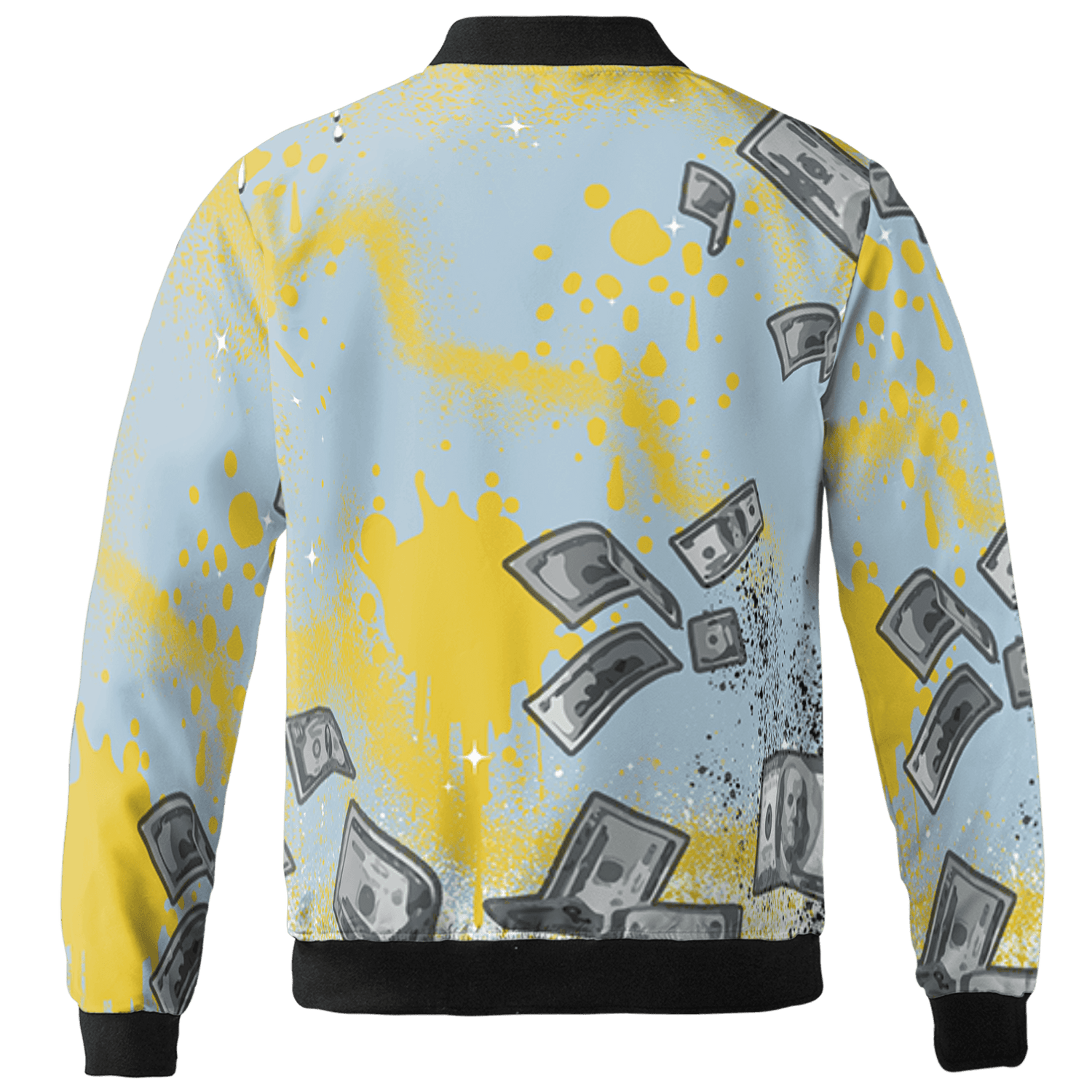 Blue Grey 13s Jacket Match Cash Money 3D All-Over Print Splash Paint - NastyJamz