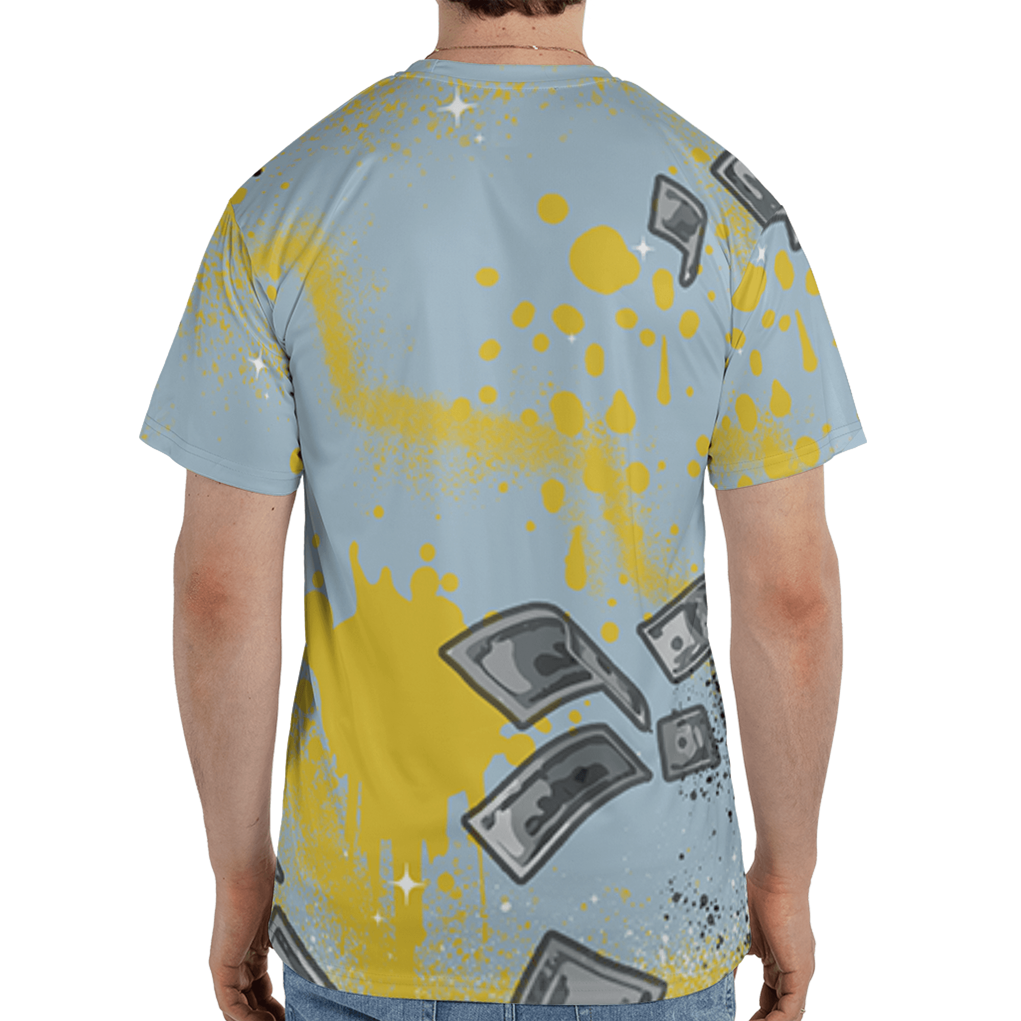 Blue Grey 13s T Shirt Match Cash Money 3D All-Over Print Splash Paint - NastyJamz
