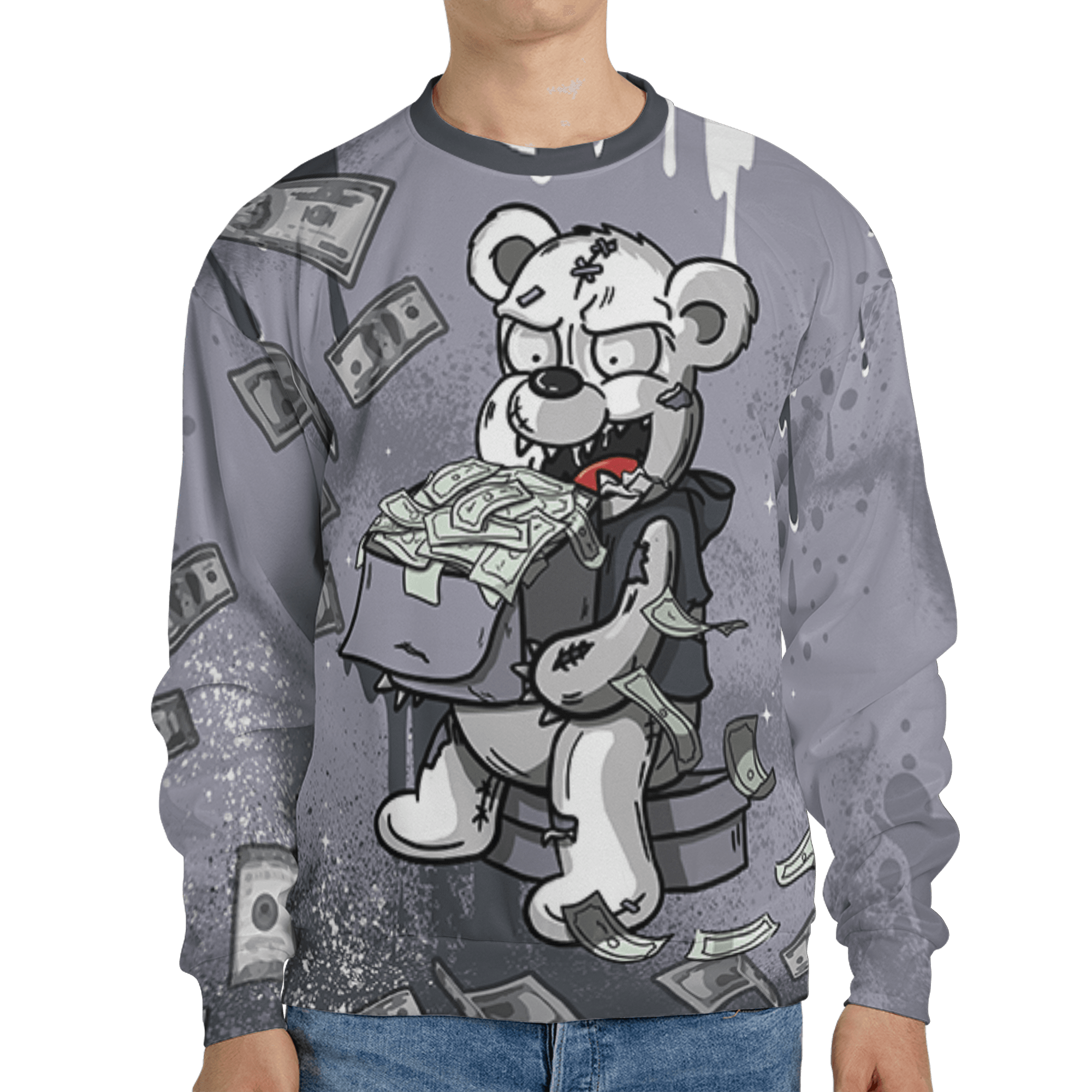 Stealth 14s Sweatshirt Match Cash Money 3D All-Over Print Splash Paint - NastyJamz