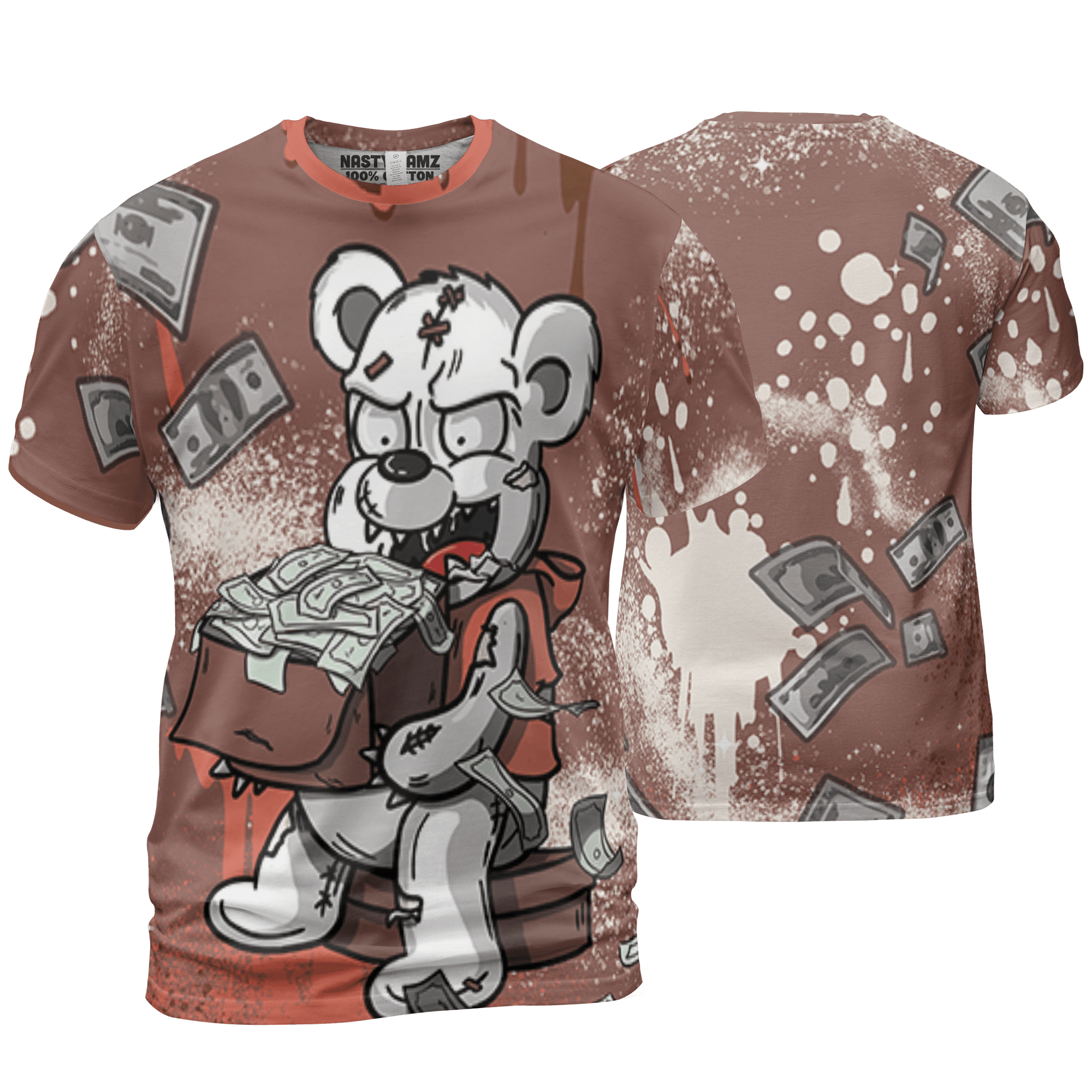 High OG Dusted Clay 1s T Shirt Match Cash Money 3D All-Over Print Splash Paint - NastyJamz