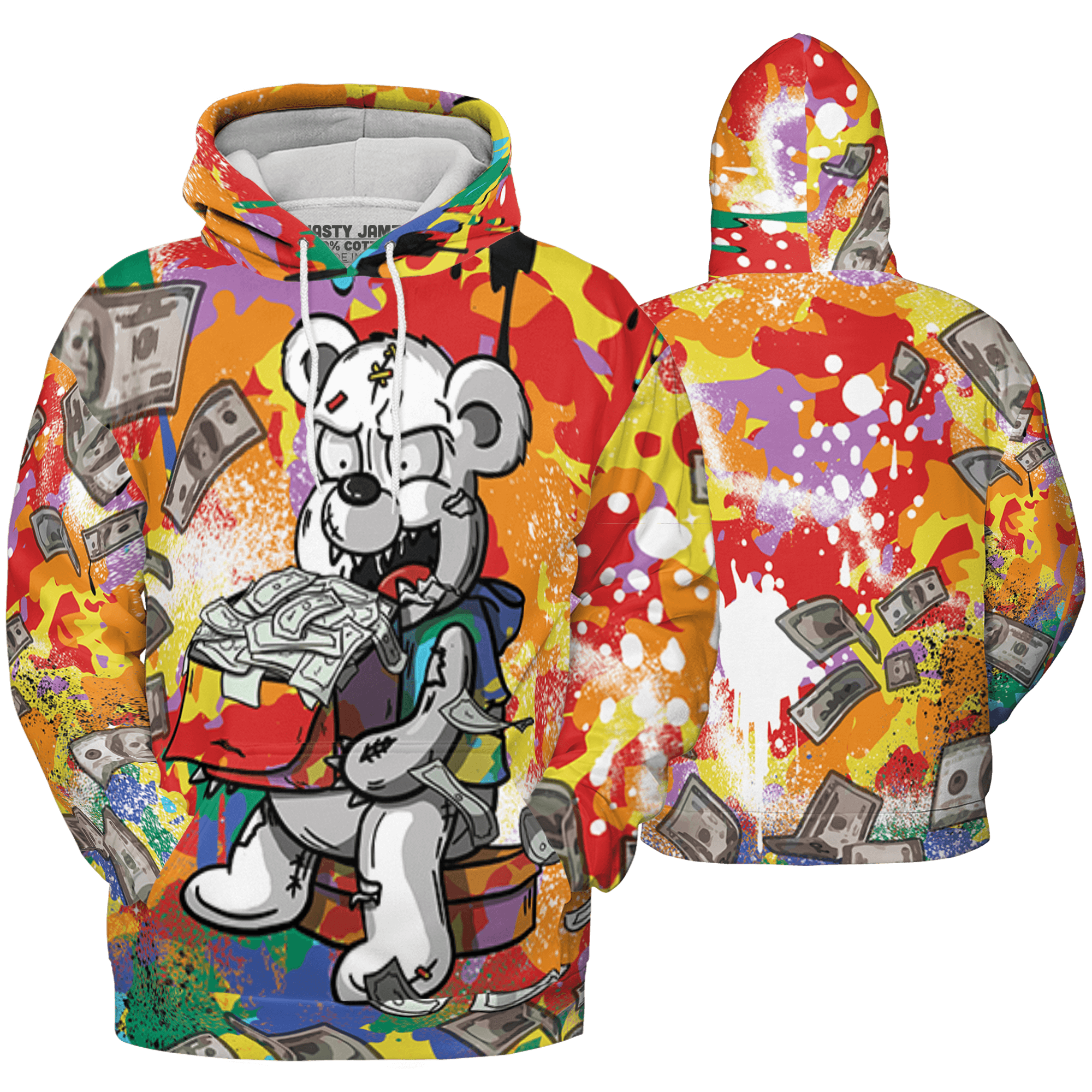 Mid GS Six Championships 1s Hoodie Match Cash Money 3D All-Over Print Splash Paint - NastyJamz