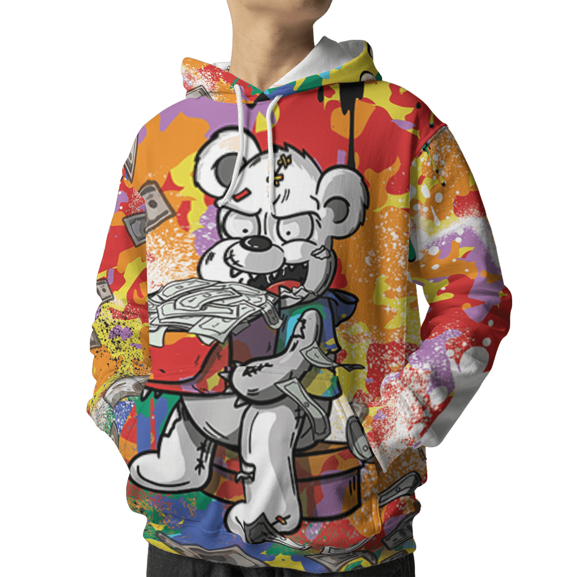 Mid GS Six Championships 1s Hoodie Match Cash Money 3D All-Over Print Splash Paint - NastyJamz