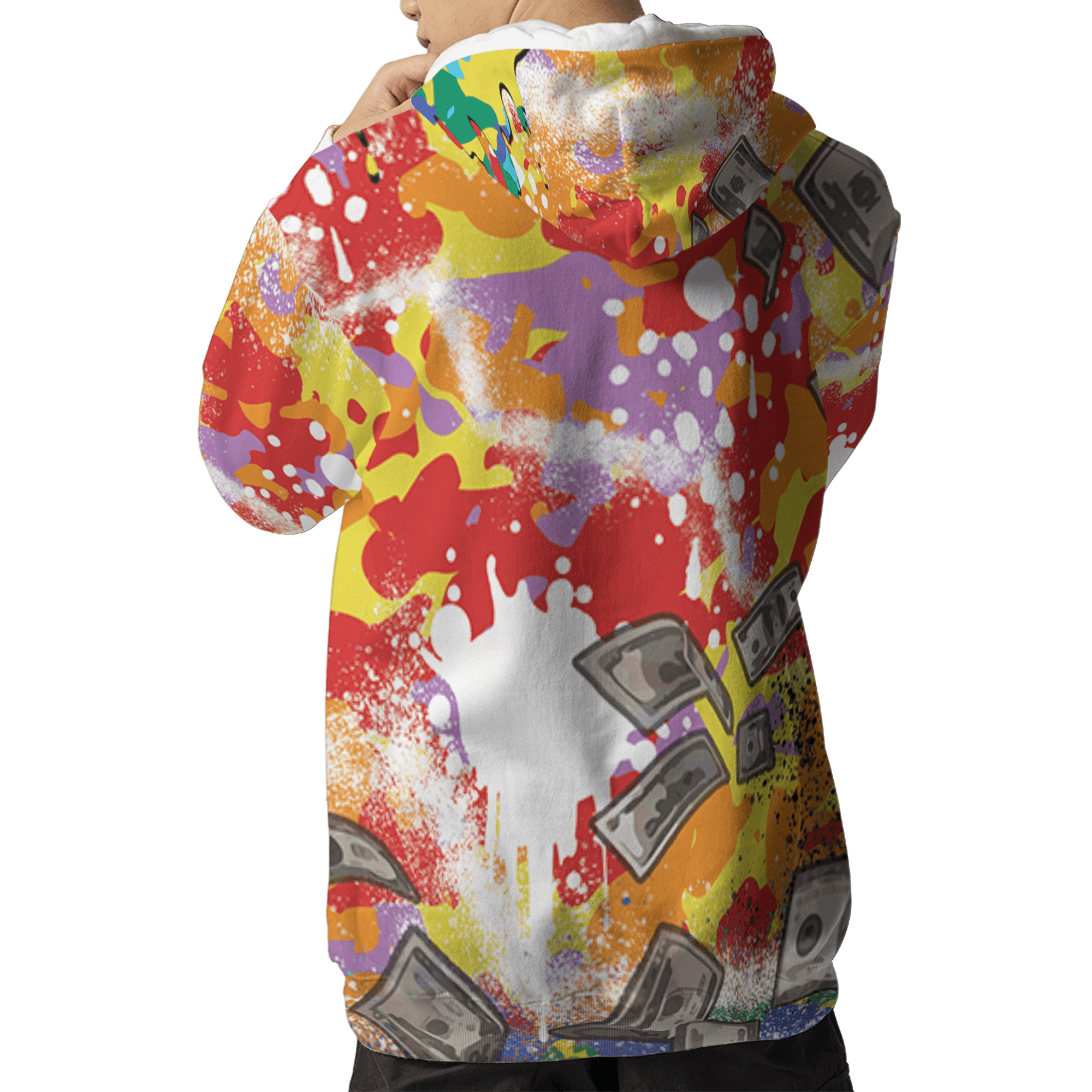 Mid GS Six Championships 1s Hoodie Match Cash Money 3D All-Over Print Splash Paint - NastyJamz