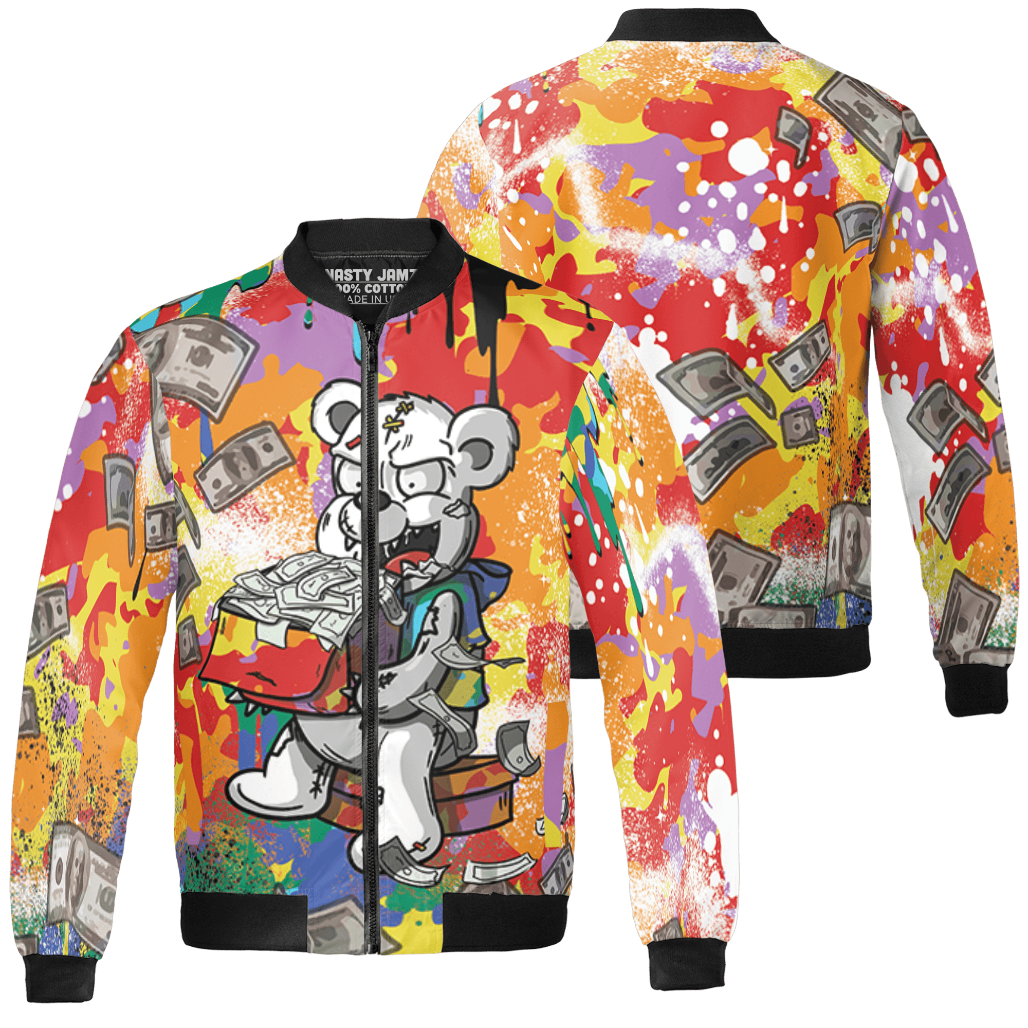Mid GS Six Championships 1s Jacket Match Cash Money 3D All-Over Print Splash Paint - NastyJamz