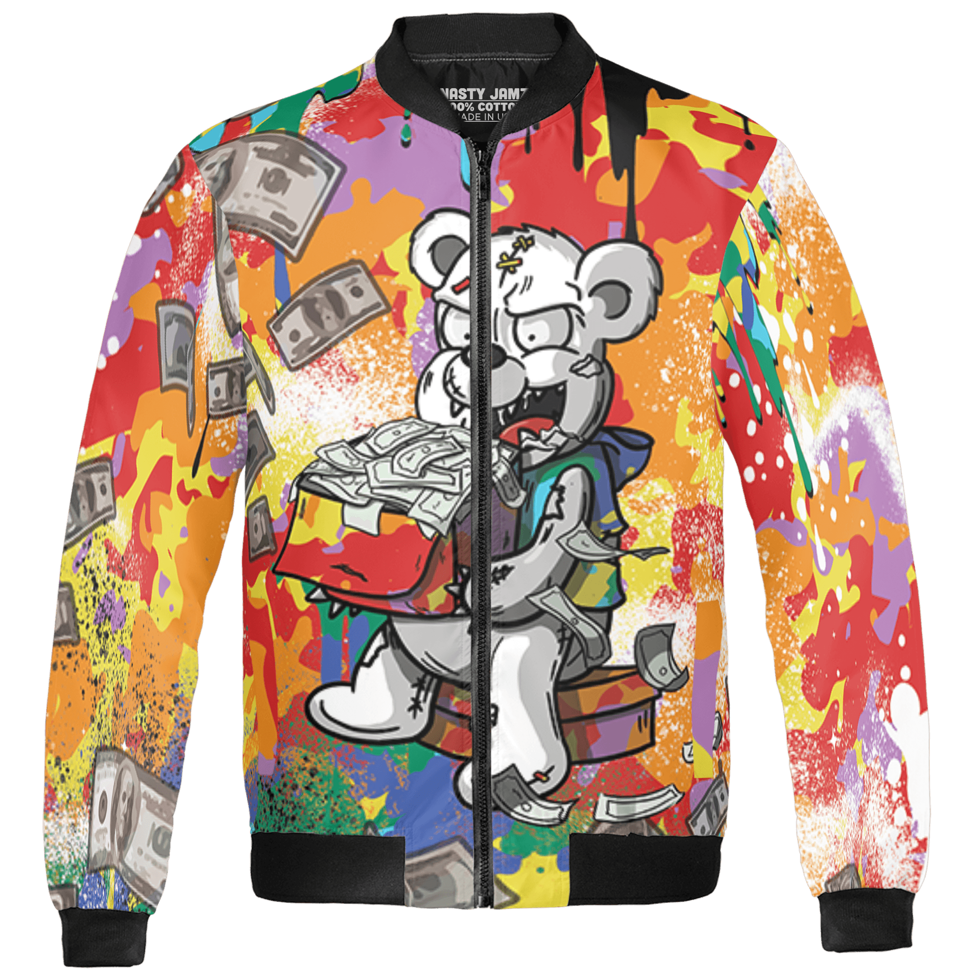 Mid GS Six Championships 1s Jacket Match Cash Money 3D All-Over Print Splash Paint - NastyJamz