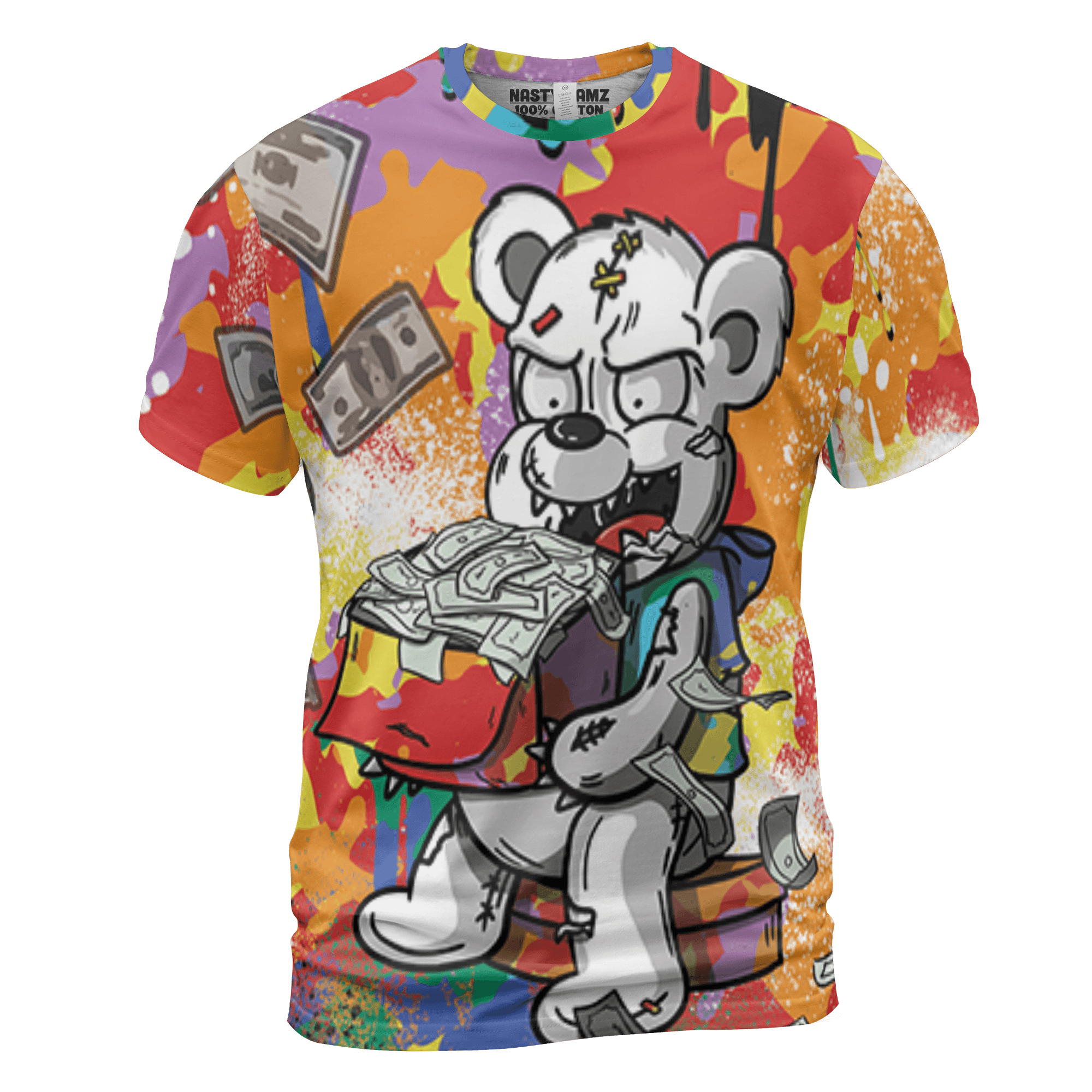 Mid GS Six Championships 1s T Shirt Match Cash Money 3D All-Over Print Splash Paint - NastyJamz