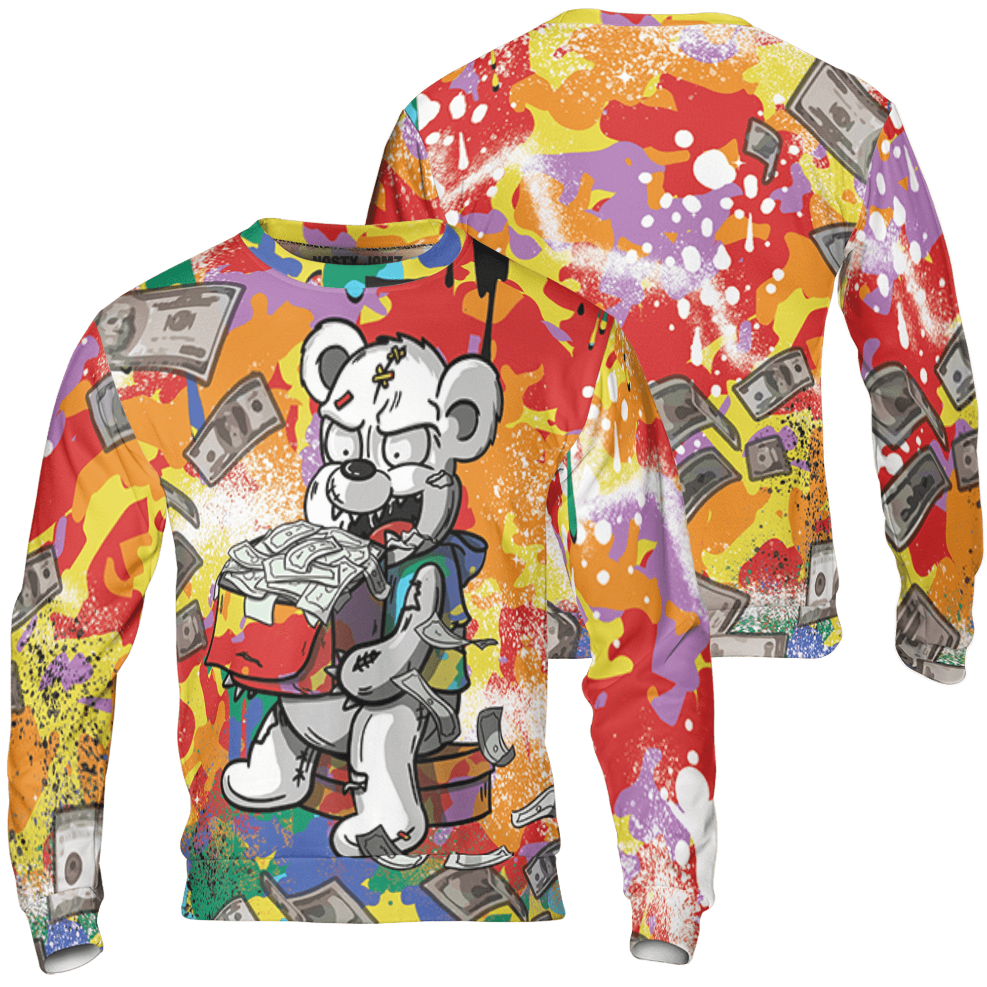 Mid GS Six Championships 1s Sweatshirt Match Cash Money 3D All-Over Print Splash Paint - NastyJamz