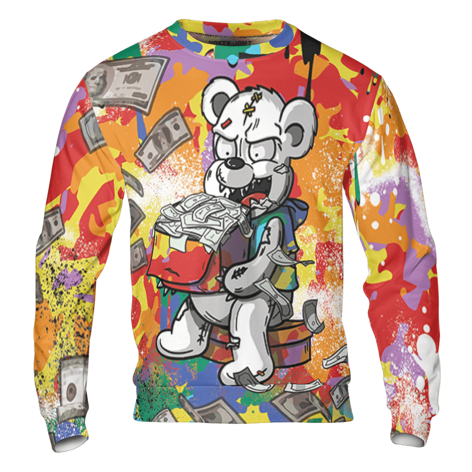 Mid GS Six Championships 1s Sweatshirt Match Cash Money 3D All-Over Print Splash Paint - NastyJamz