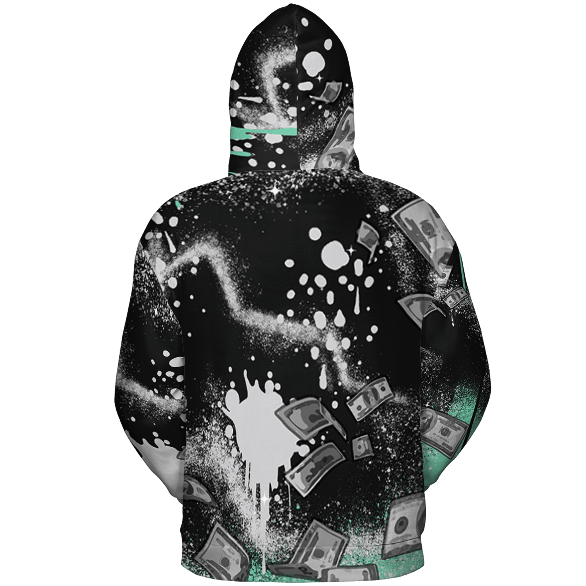 Green Glow 3s Hoodie Match Cash Money 3D All-Over Print Splash Paint - NastyJamz