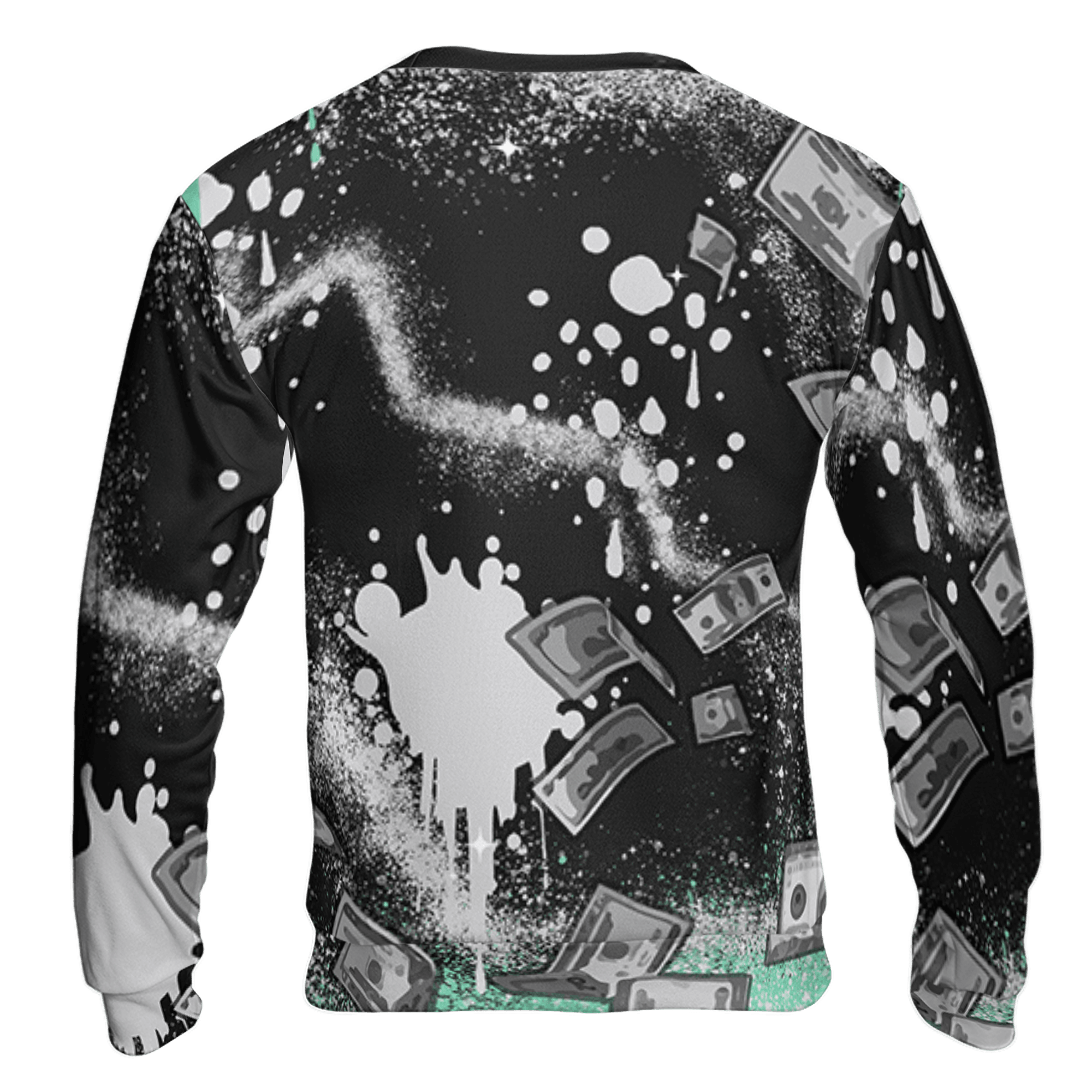 Green Glow 3s Sweatshirt Match Cash Money 3D All-Over Print Splash Paint - NastyJamz