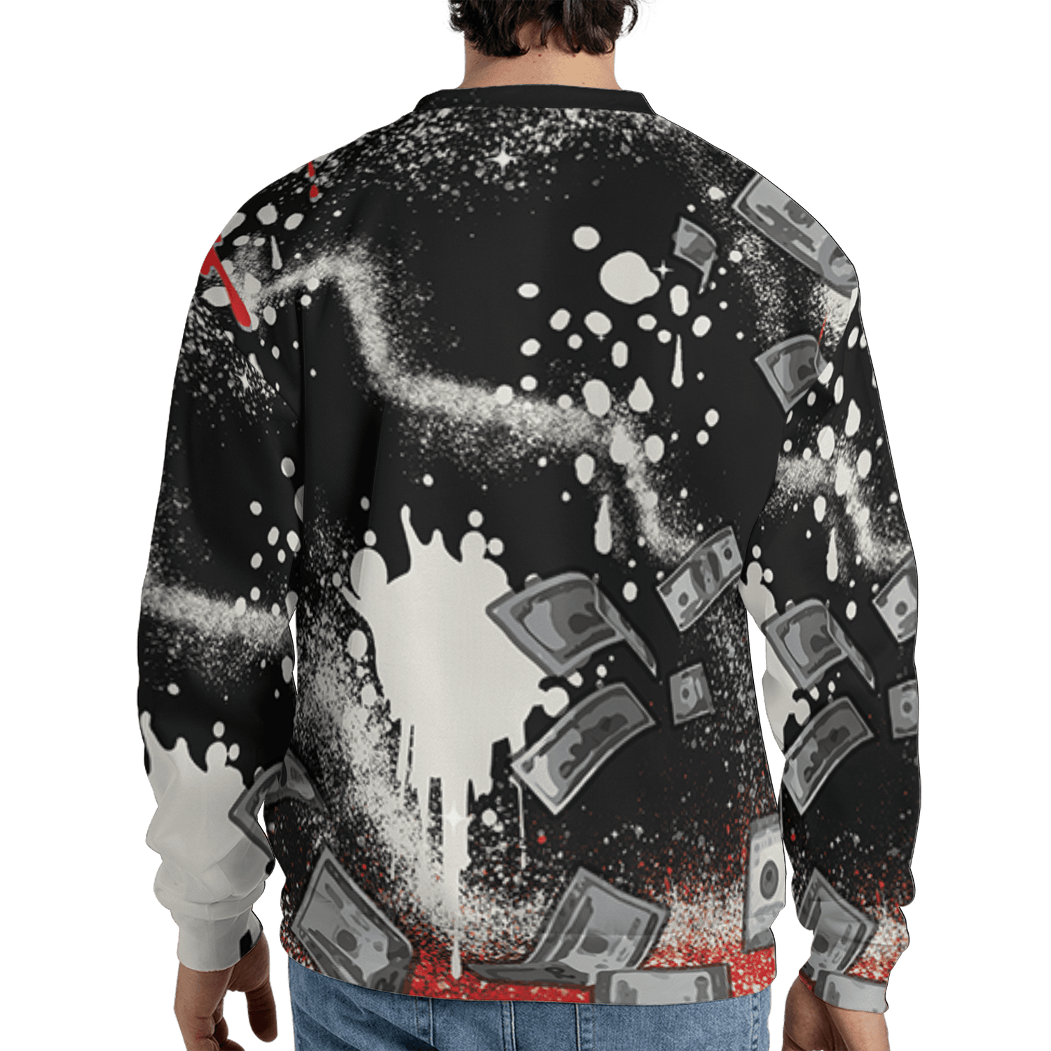Bred Reimagined 4s Sweatshirt Match Cash Money 3D All-Over Print Splash Paint - NastyJamz