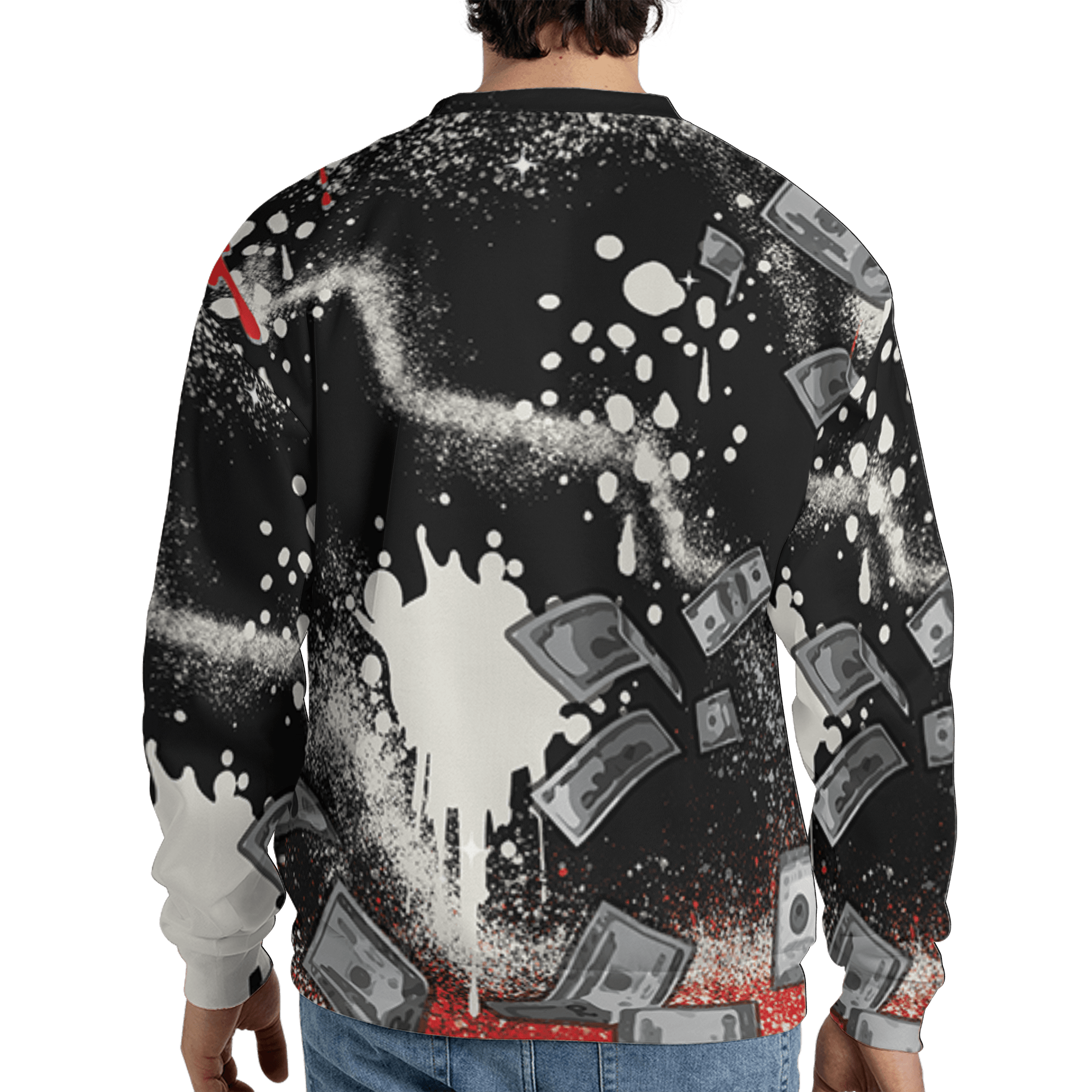Bred Reimagined 4s Sweatshirt Match Cash Money 3D All-Over Print Splash Paint - NastyJamz