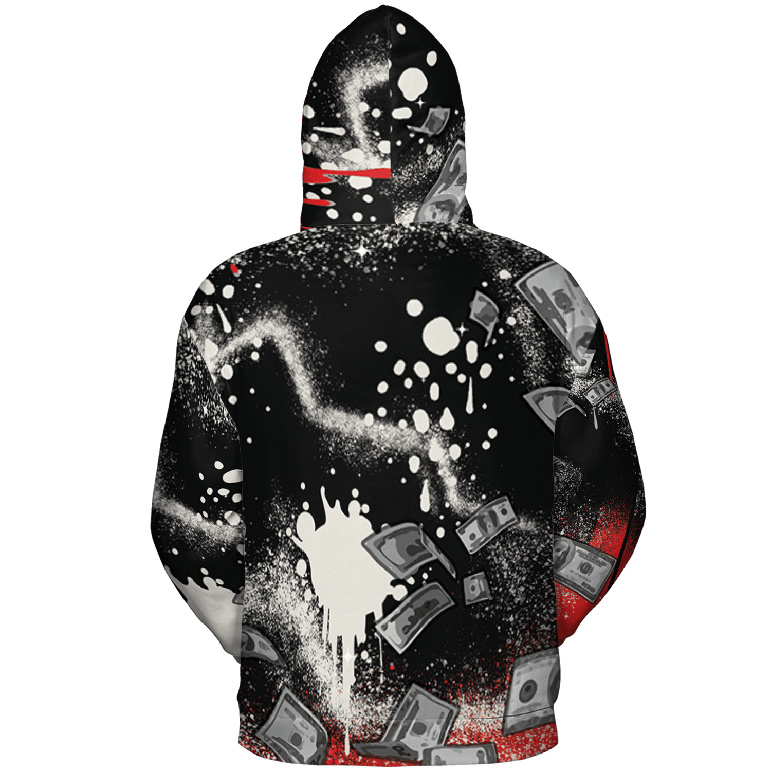 Bred Reimagined 4s Hoodie Match Cash Money 3D All-Over Print Splash Paint - NastyJamz