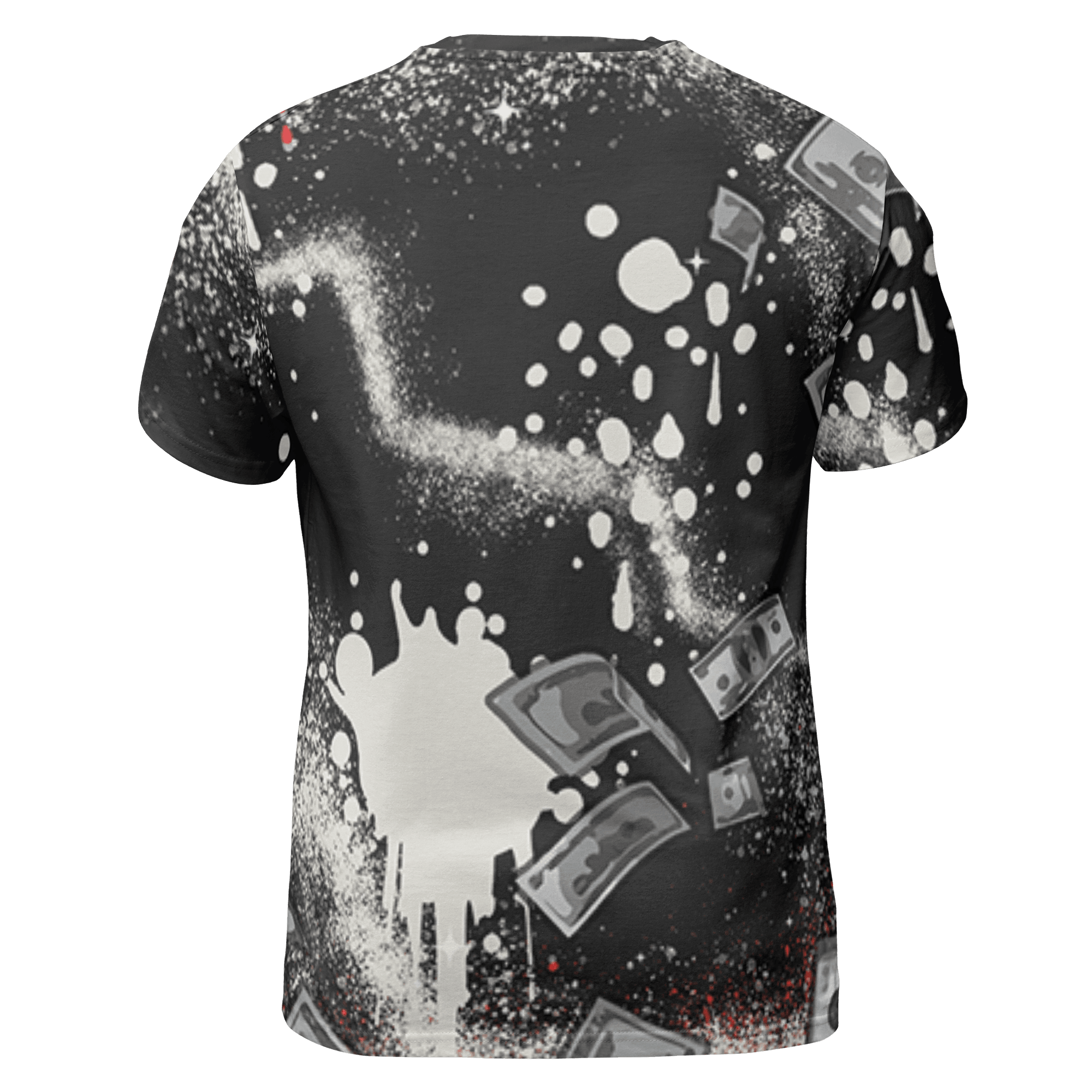 Bred Reimagined 4s T Shirt Match Cash Money 3D All-Over Print Splash Paint - NastyJamz