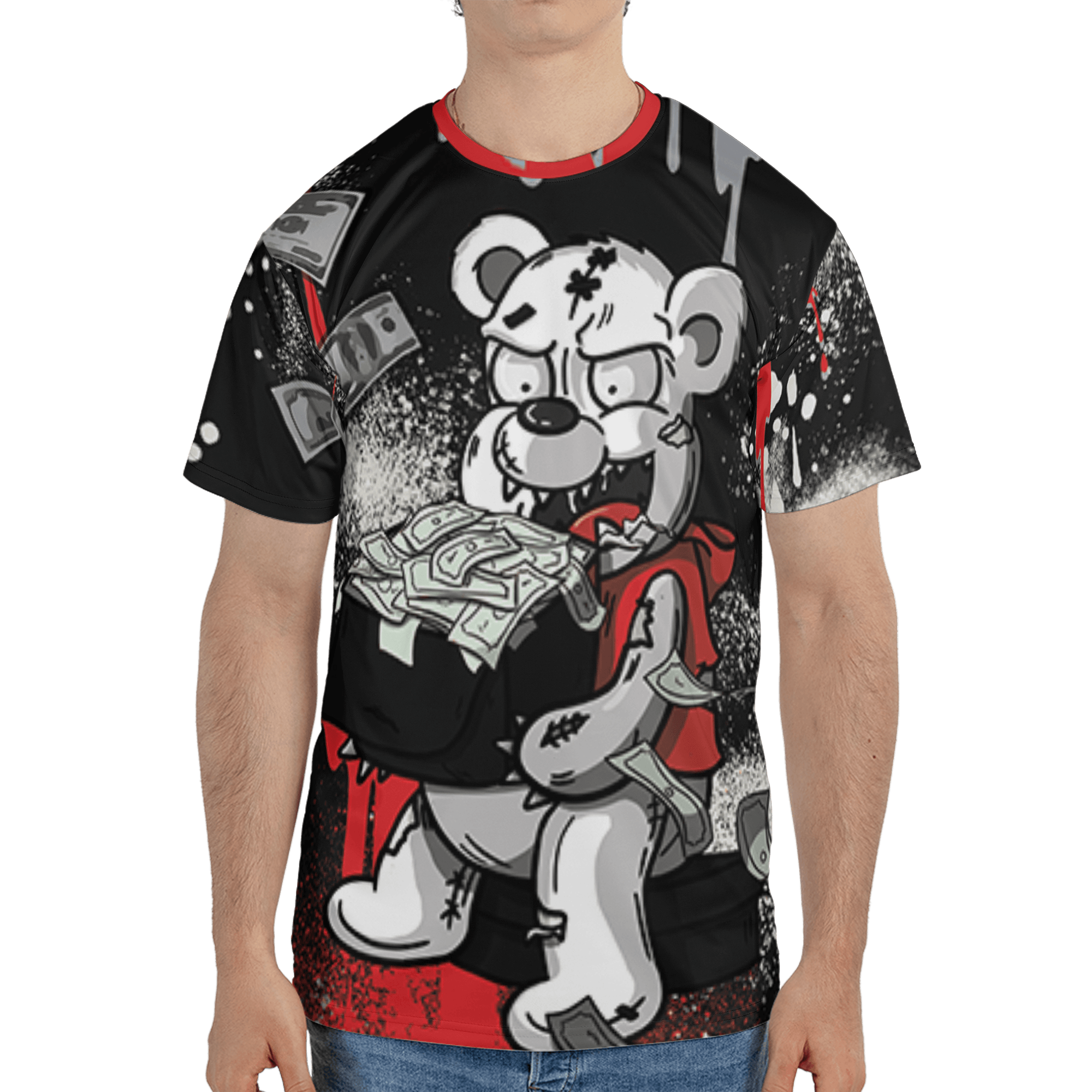 Bred Reimagined 4s T Shirt Match Cash Money 3D All-Over Print Splash Paint - NastyJamz