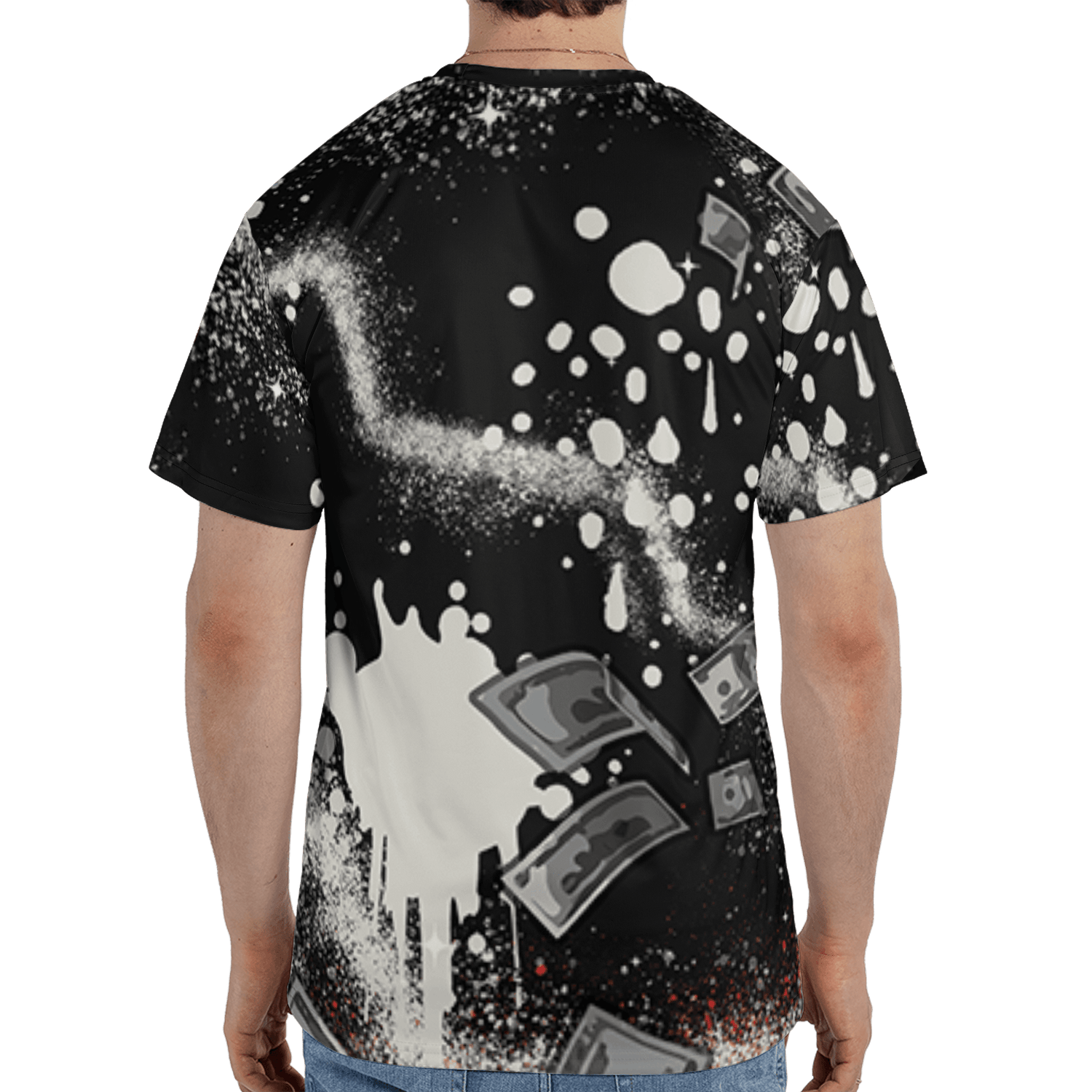 Bred Reimagined 4s T Shirt Match Cash Money 3D All-Over Print Splash Paint - NastyJamz