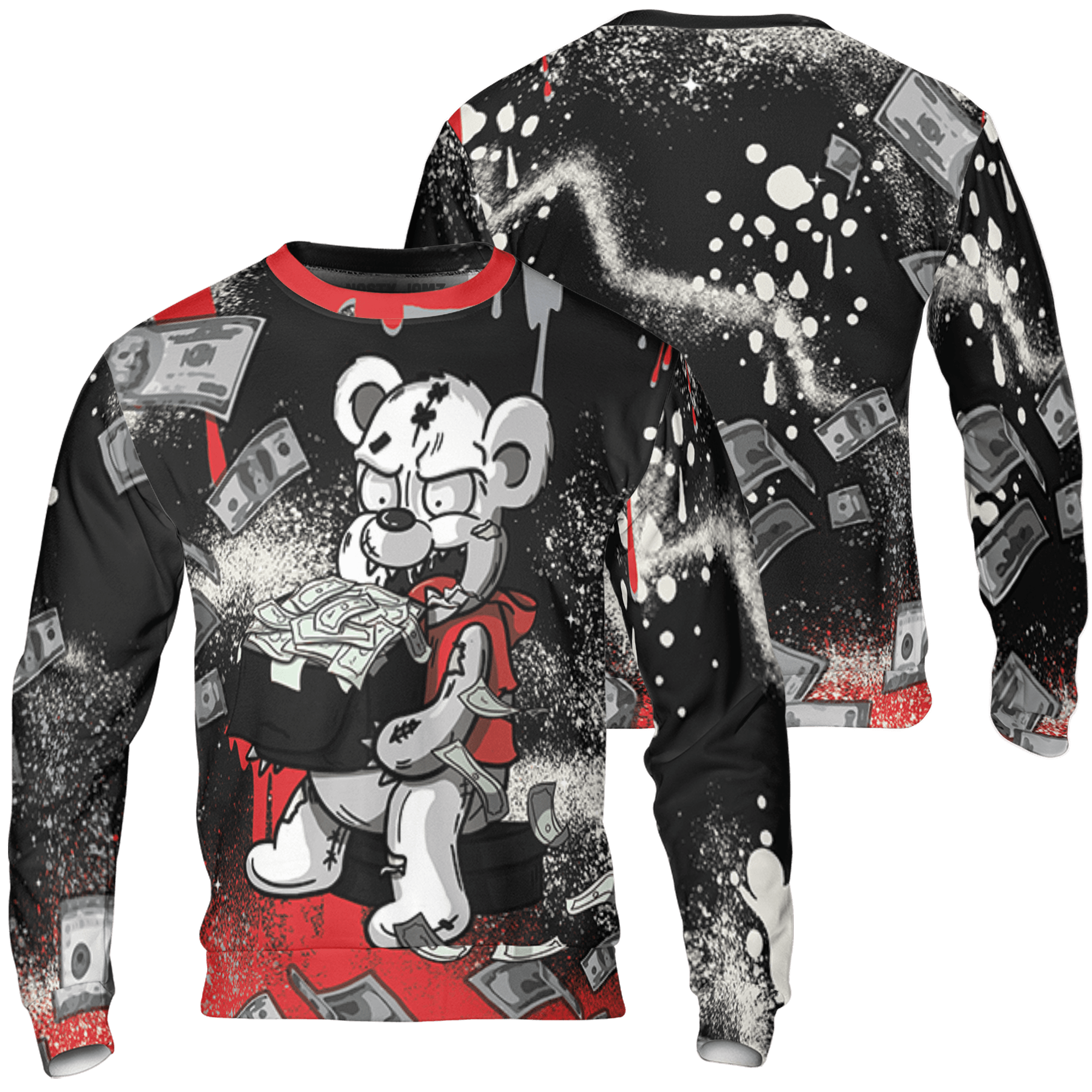 Bred Reimagined 4s Sweatshirt Match Cash Money 3D All-Over Print Splash Paint - NastyJamz