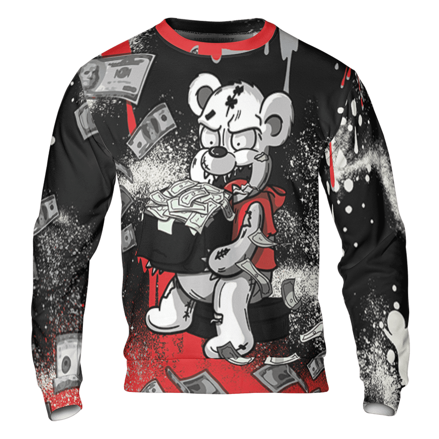 Bred Reimagined 4s Sweatshirt Match Cash Money 3D All-Over Print Splash Paint - NastyJamz
