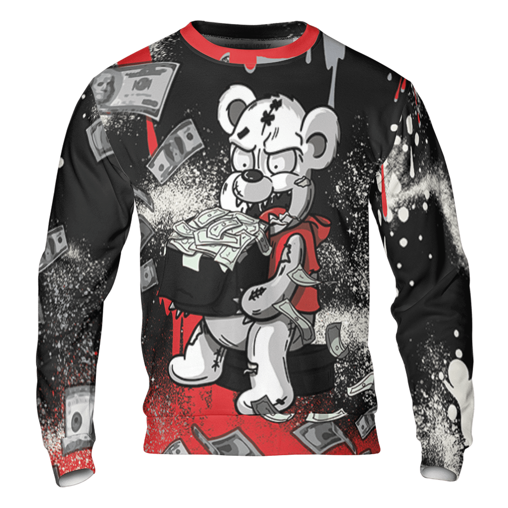 Bred Reimagined 4s Sweatshirt Match Cash Money 3D All-Over Print Splash Paint - NastyJamz