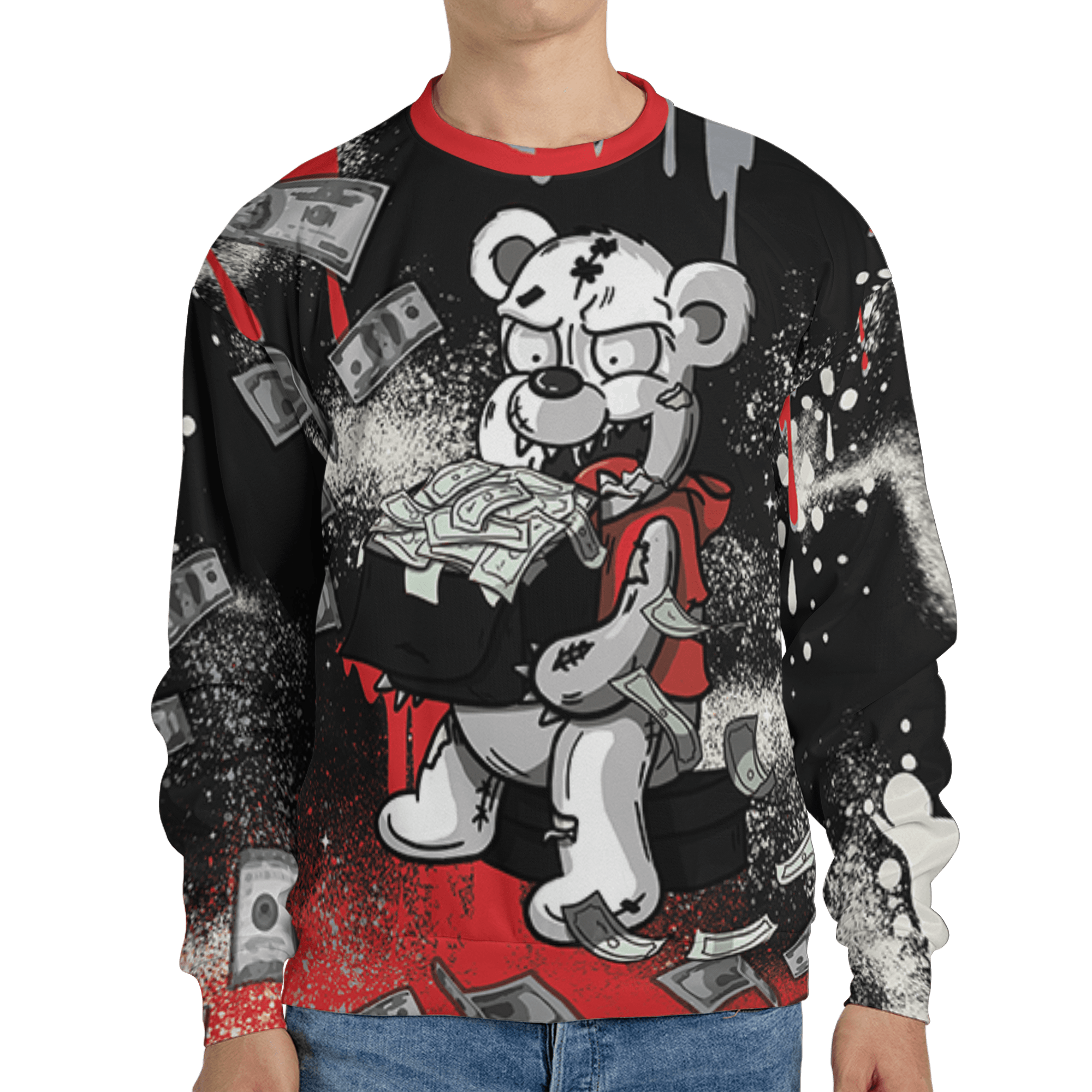 Bred Reimagined 4s Sweatshirt Match Cash Money 3D All-Over Print Splash Paint - NastyJamz