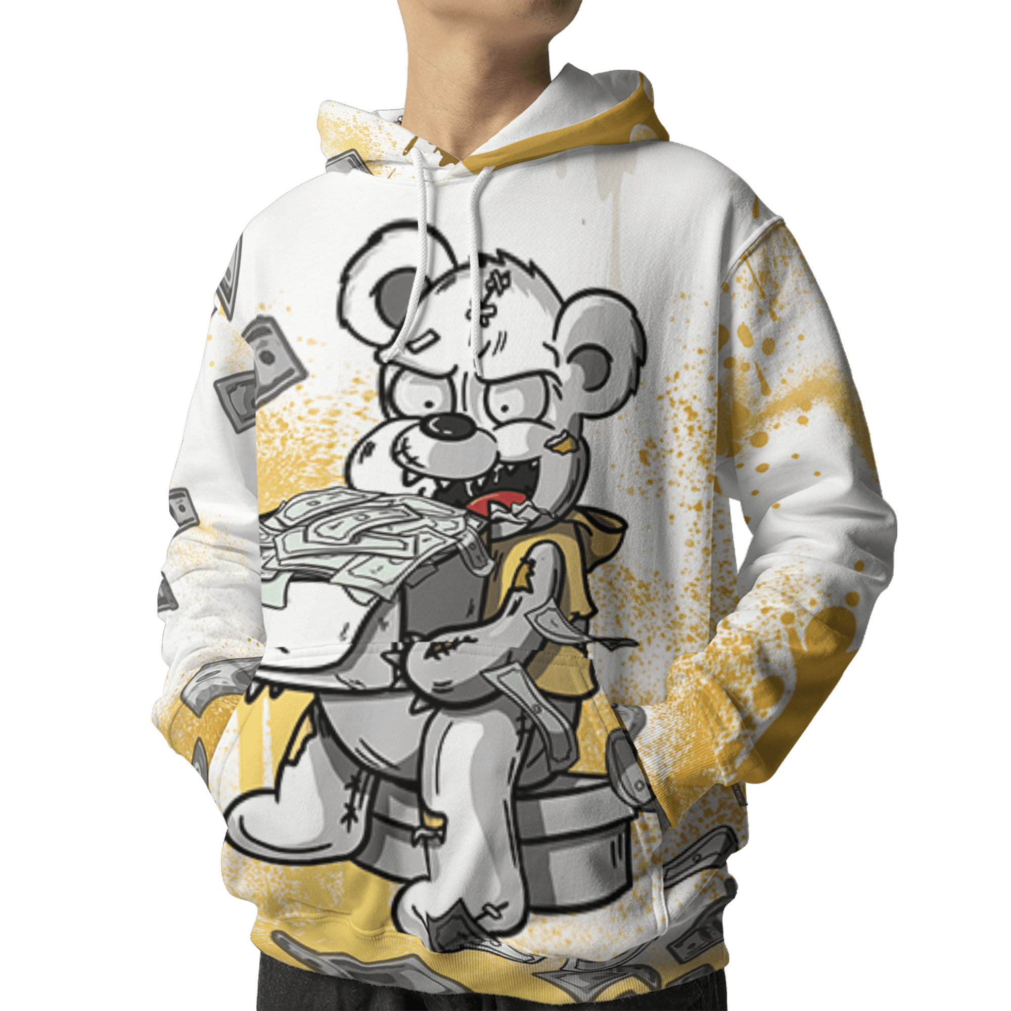 Sail 4s Hoodie Match Cash Money 3D All-Over Print Splash Paint - NastyJamz