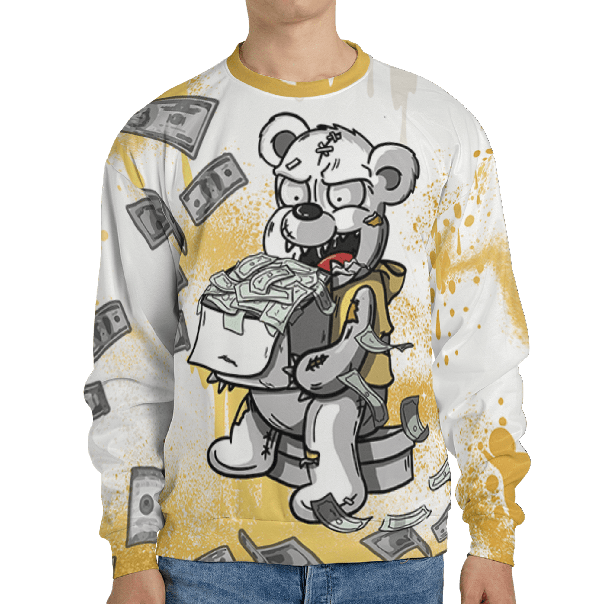 Sail 4s Sweatshirt Match Cash Money 3D All-Over Print Splash Paint - NastyJamz