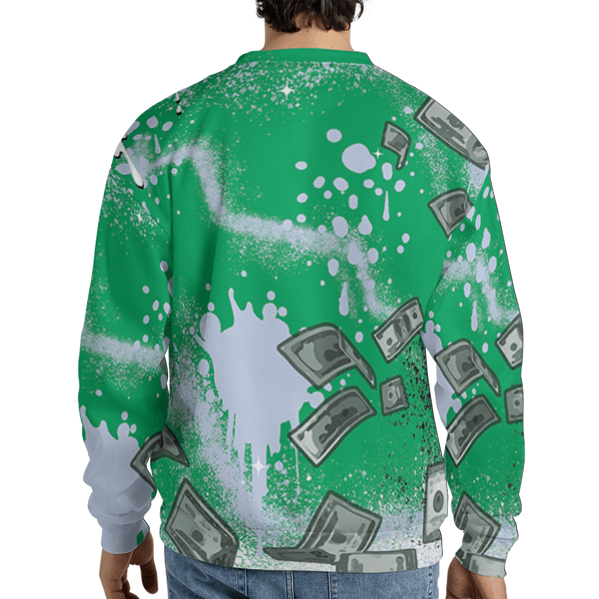 Lucky Green 5s Sweatshirt Match Cash Money 3D All-Over Print Splash Paint - NastyJamz