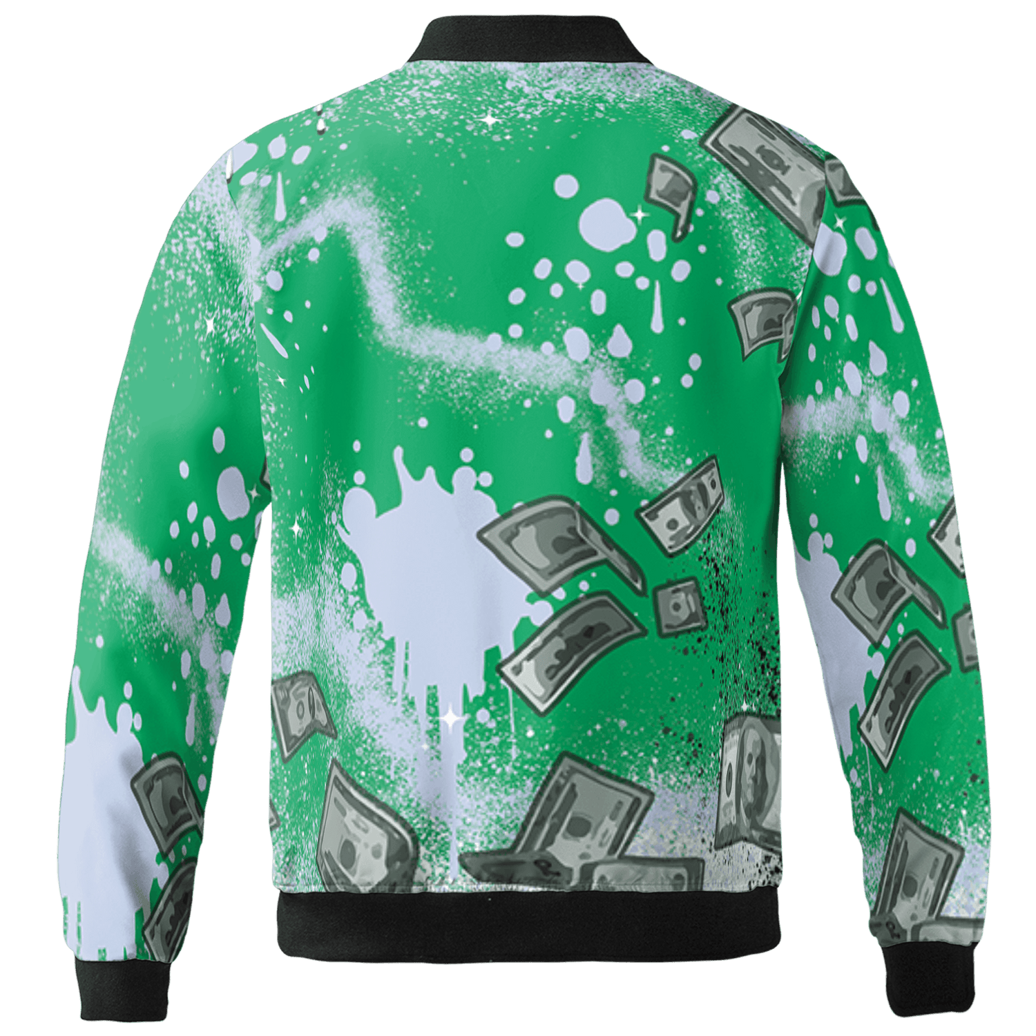 Lucky Green 5s Jacket Match Cash Money 3D All-Over Print Splash Paint - NastyJamz