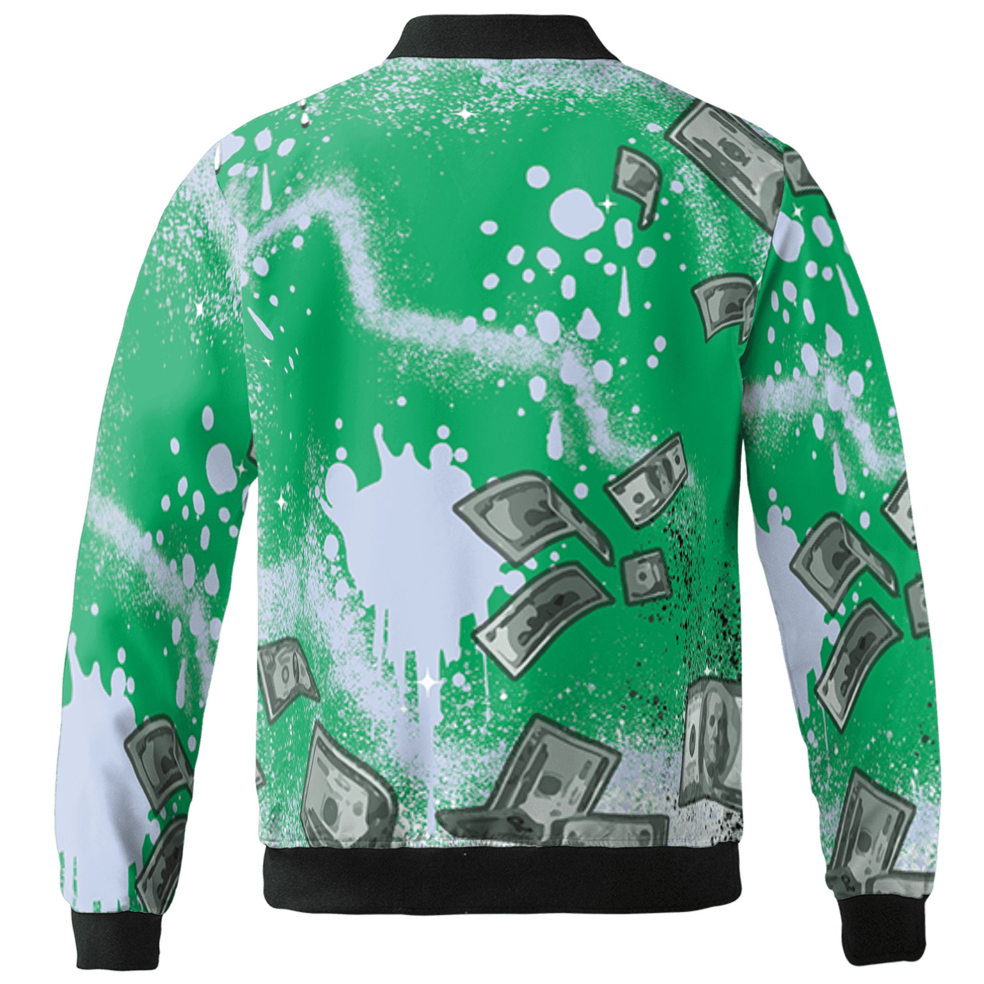 Lucky Green 5s Jacket Match Cash Money 3D All-Over Print Splash Paint - NastyJamz