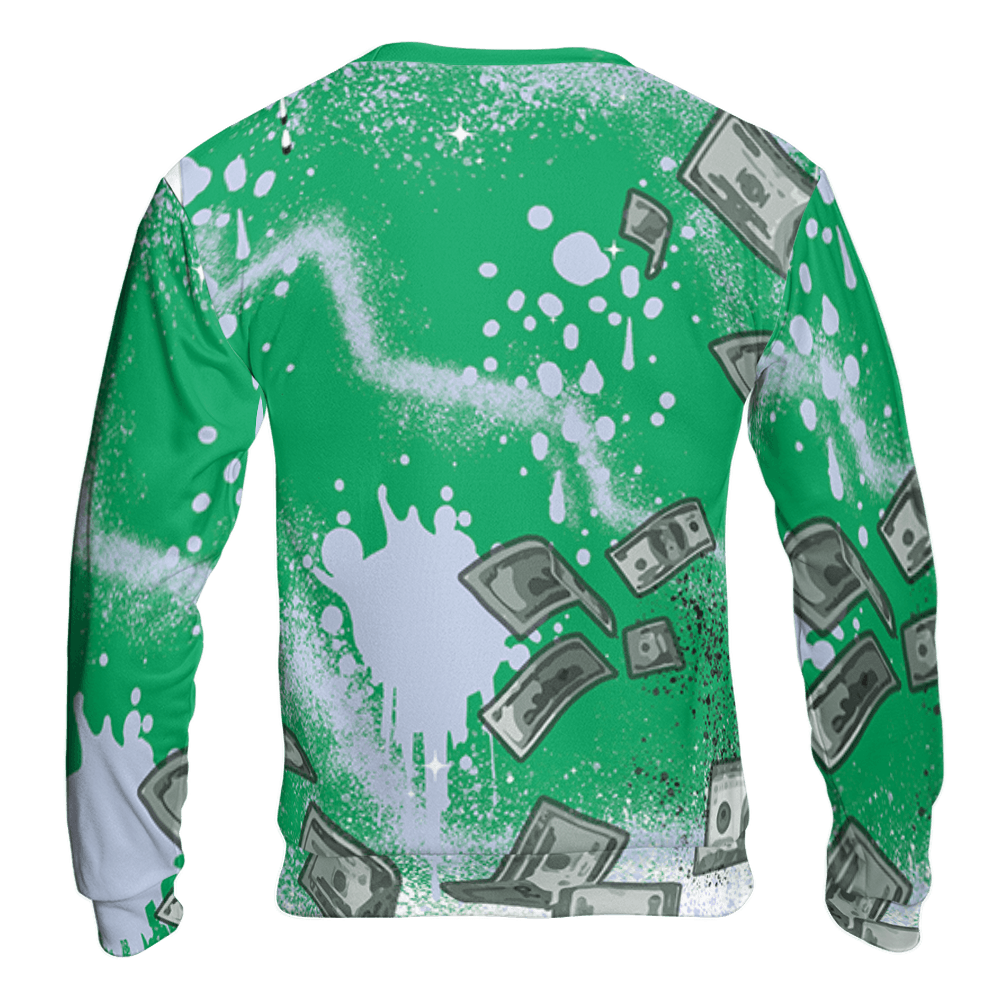 Lucky Green 5s Sweatshirt Match Cash Money 3D All-Over Print Splash Paint - NastyJamz
