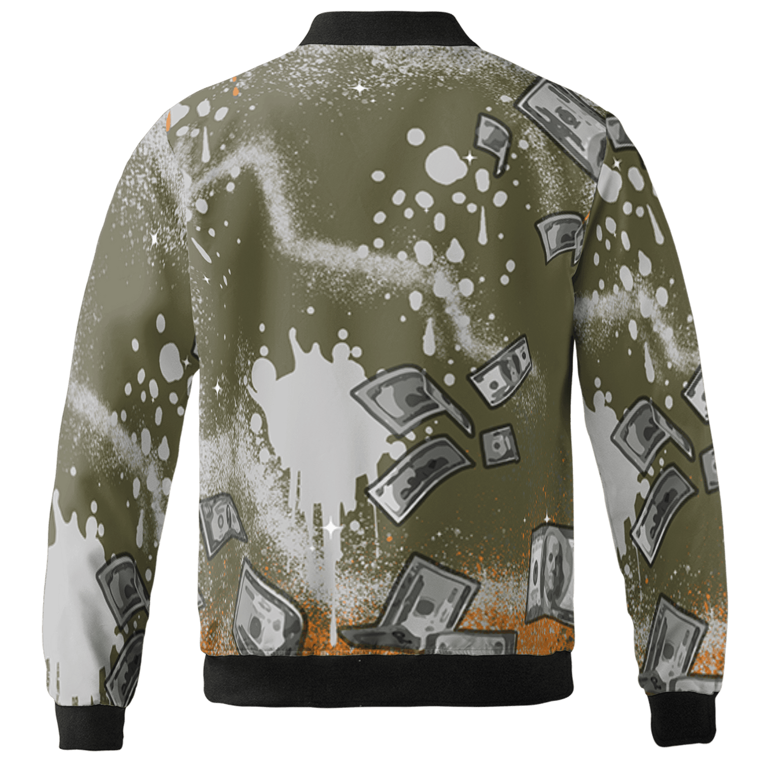 Olive 5s Jacket Match Cash Money 3D All-Over Print Splash Paint - NastyJamz