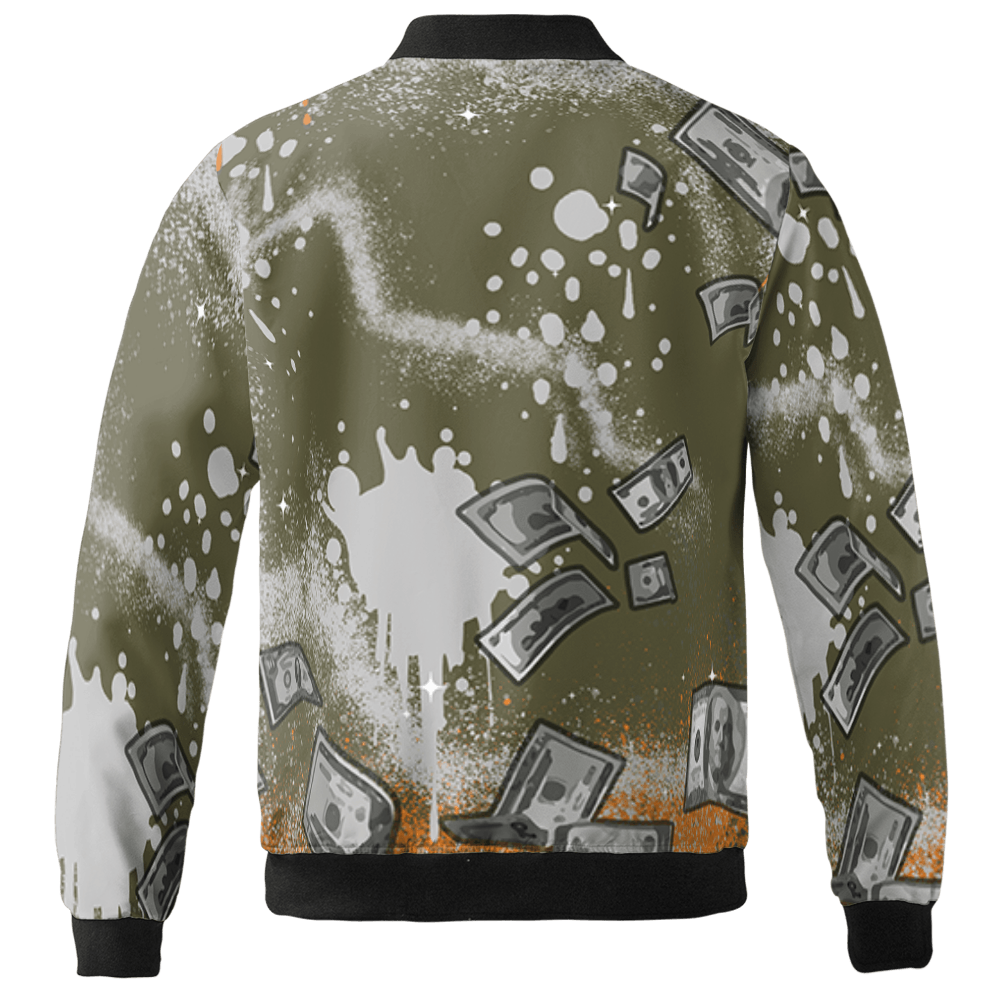 Olive 5s Jacket Match Cash Money 3D All-Over Print Splash Paint - NastyJamz