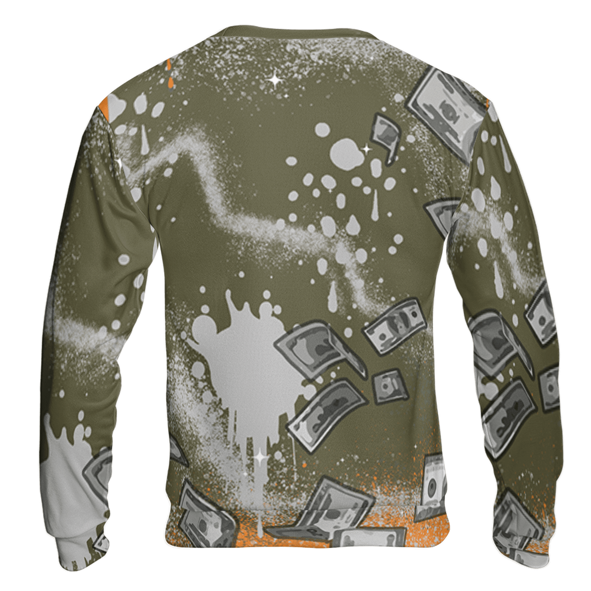 Olive 5s Sweatshirt Match Cash Money 3D All-Over Print Splash Paint - NastyJamz