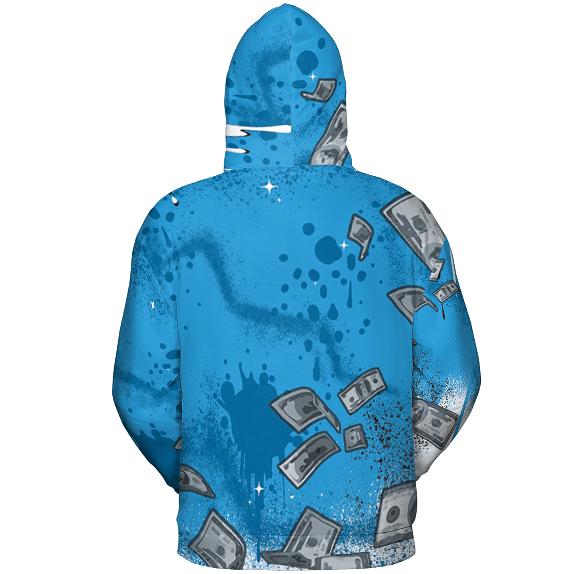 Powder Blue 9s Hoodie Match Cash Money 3D All-Over Print Splash Paint - NastyJamz