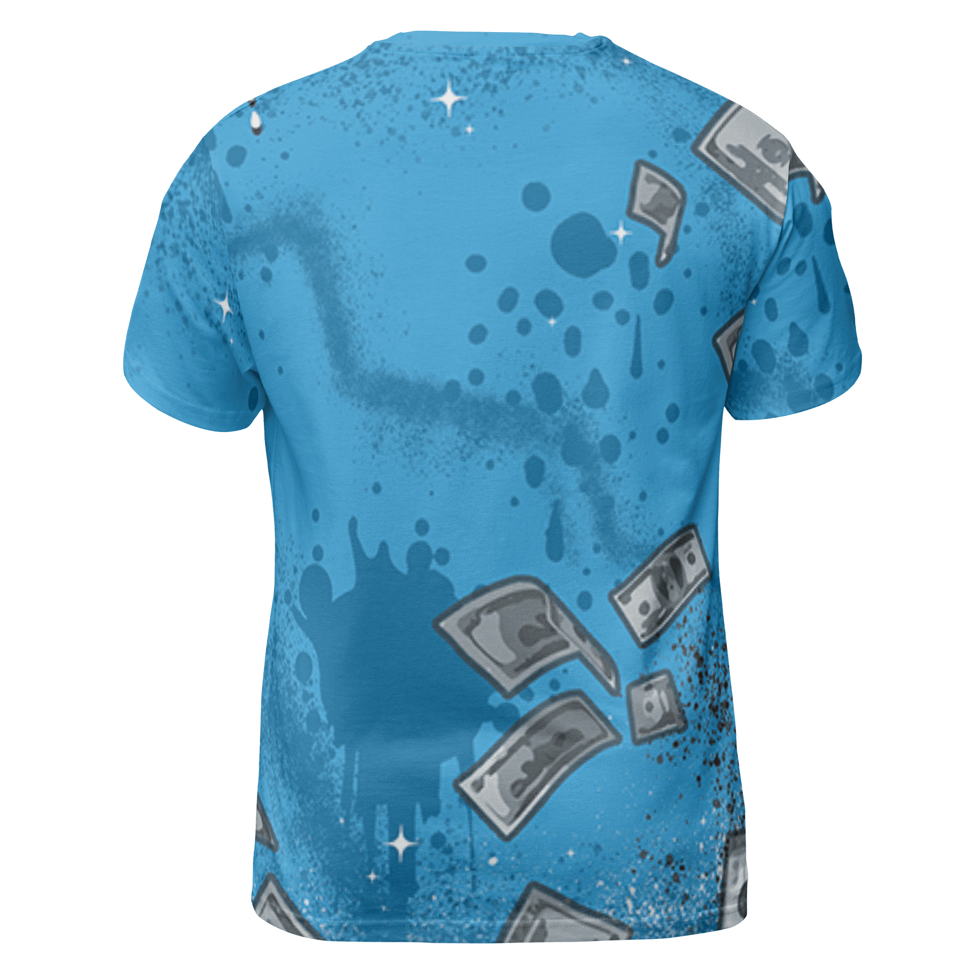 Powder Blue 9s T Shirt Match Cash Money 3D All-Over Print Splash Paint - NastyJamz